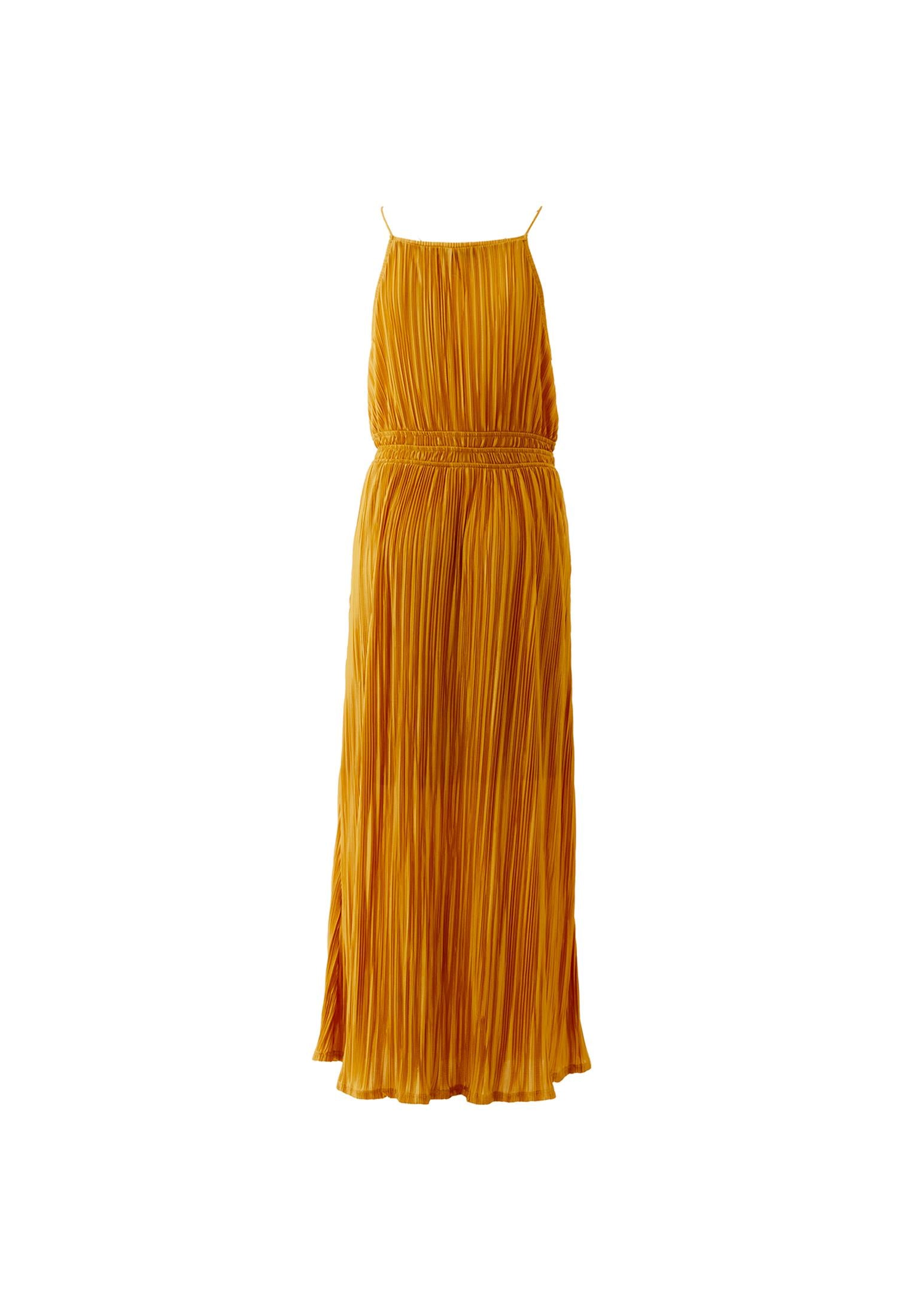 Halter Neck Long A-Line Dress - GOLDEN SPICE