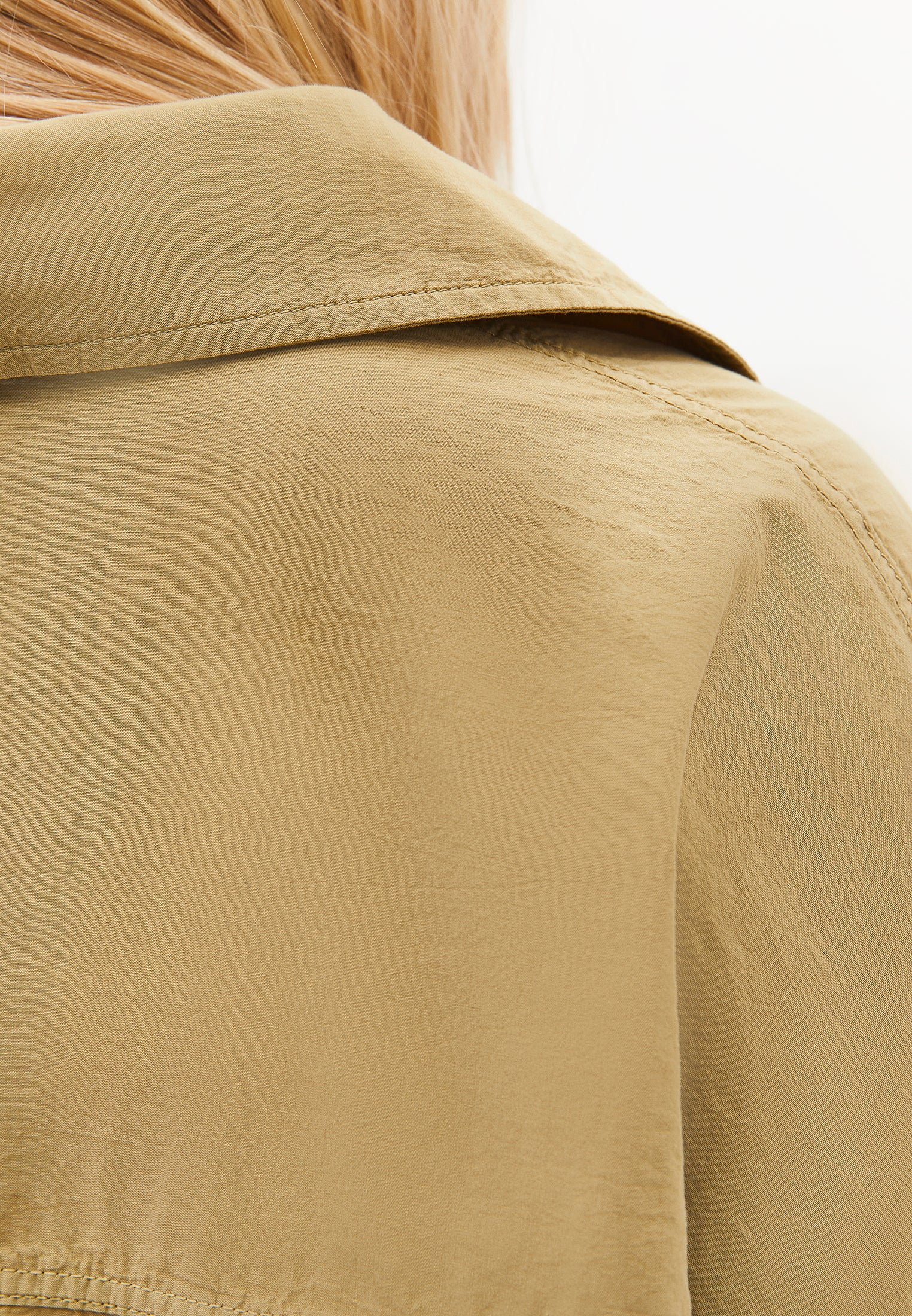 Oversized Long-Sleeve Shirt with Pocket Detail - GRAY GREEN