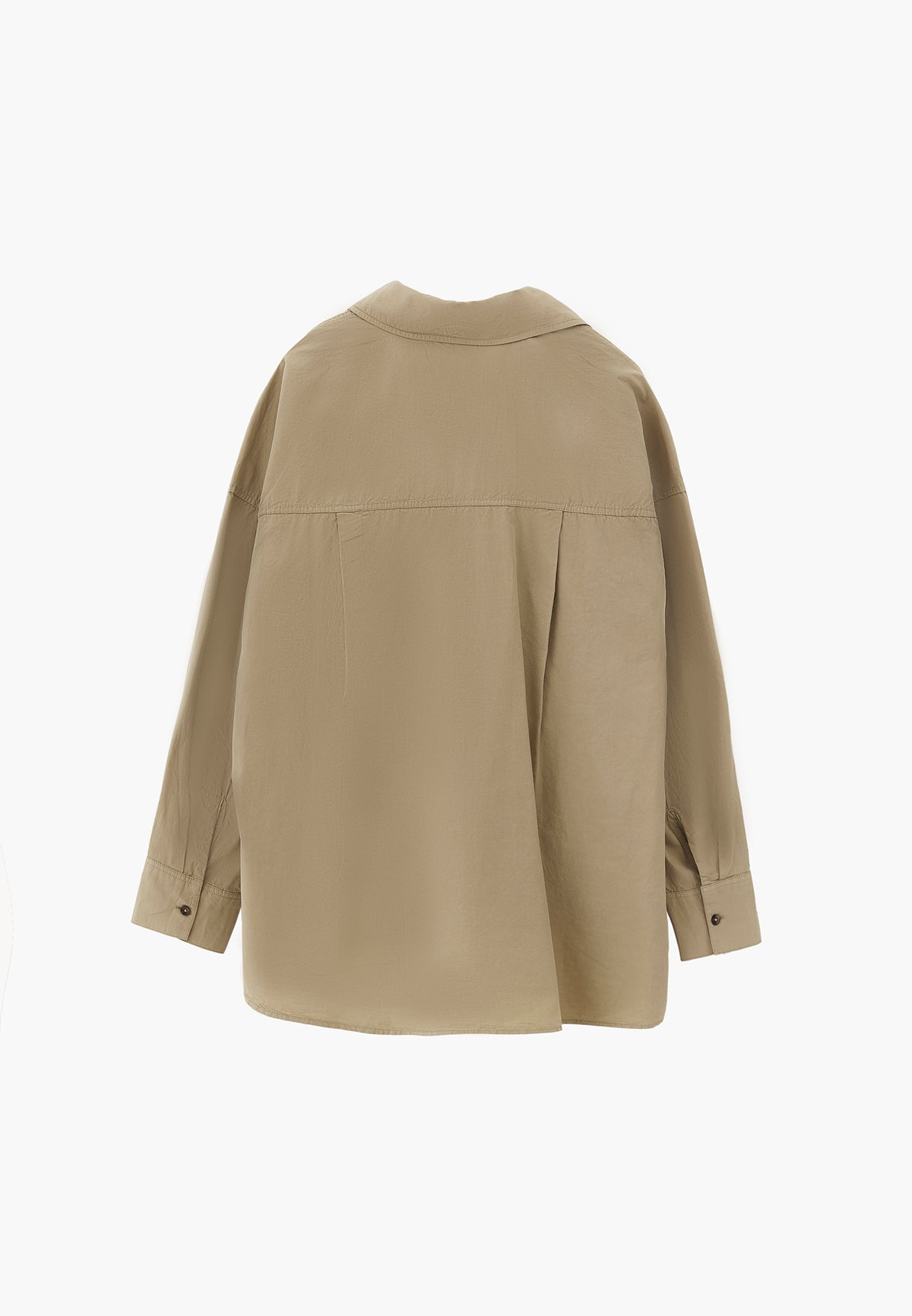 Oversized Long Sleeve Shirt with Pocket Detail - GRAY GREEN