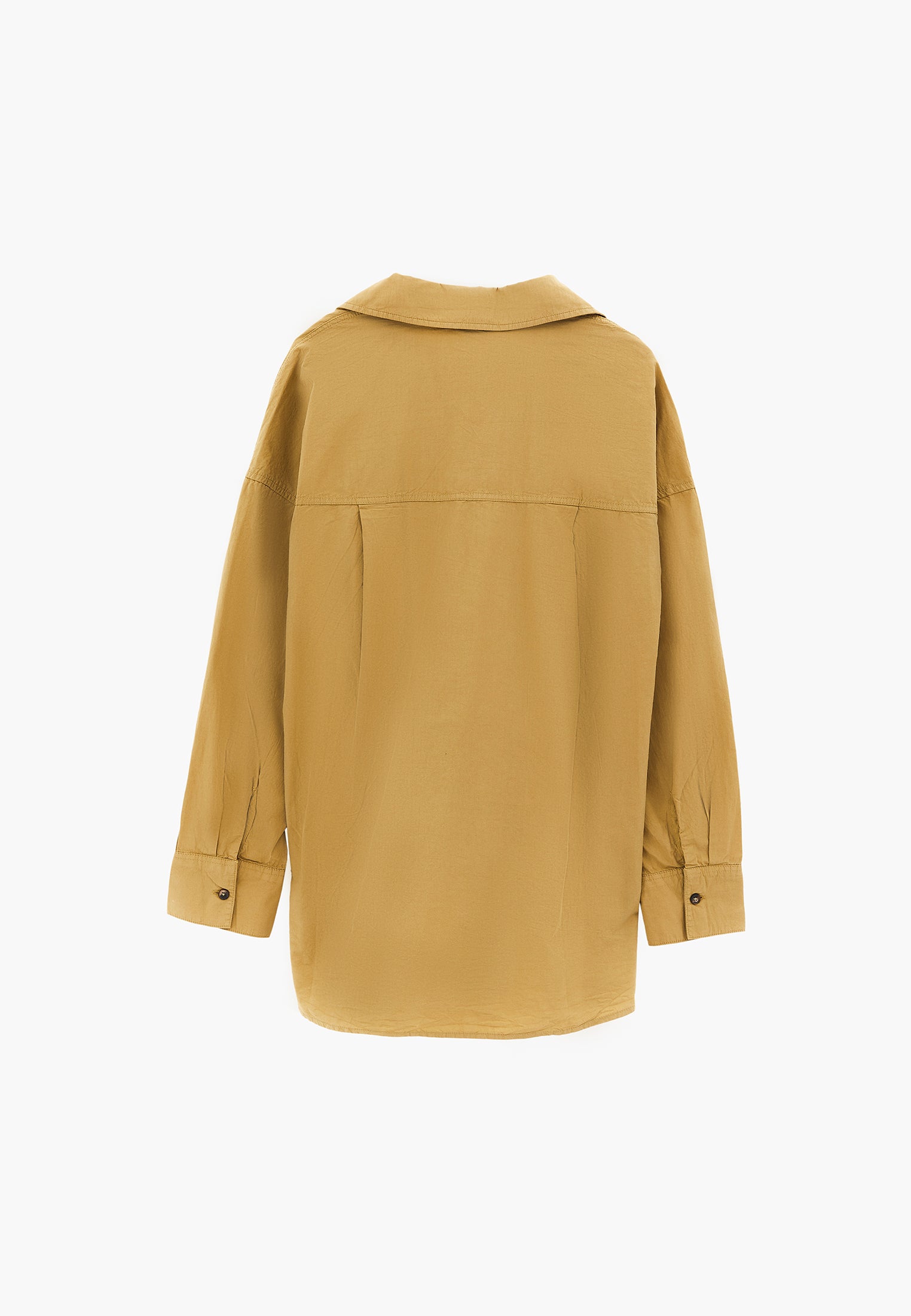 Oversized Long-Sleeve Shirt with Pocket Detail - GRAY GREEN