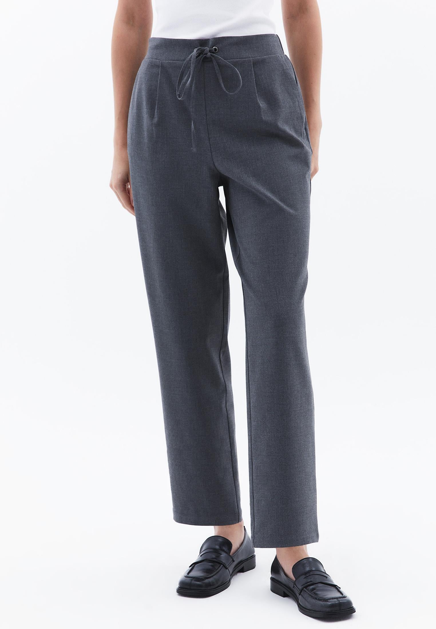 High Waist Carrot Pants With Pocket Detail - GRAY PINSTRIPE