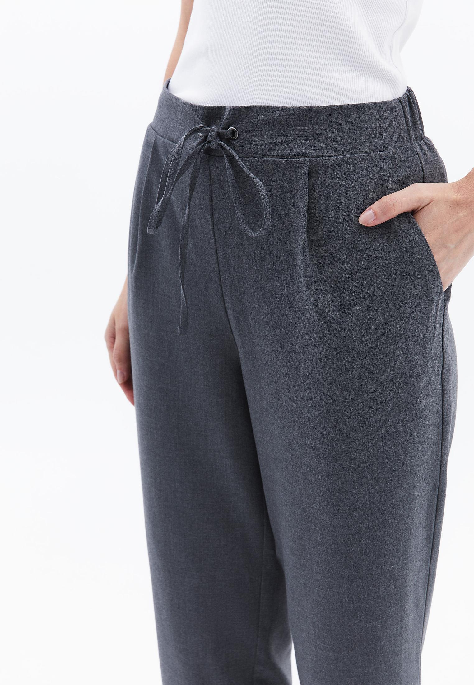 High Waist Carrot Pants With Pocket Detail - GRAY PINSTRIPE
