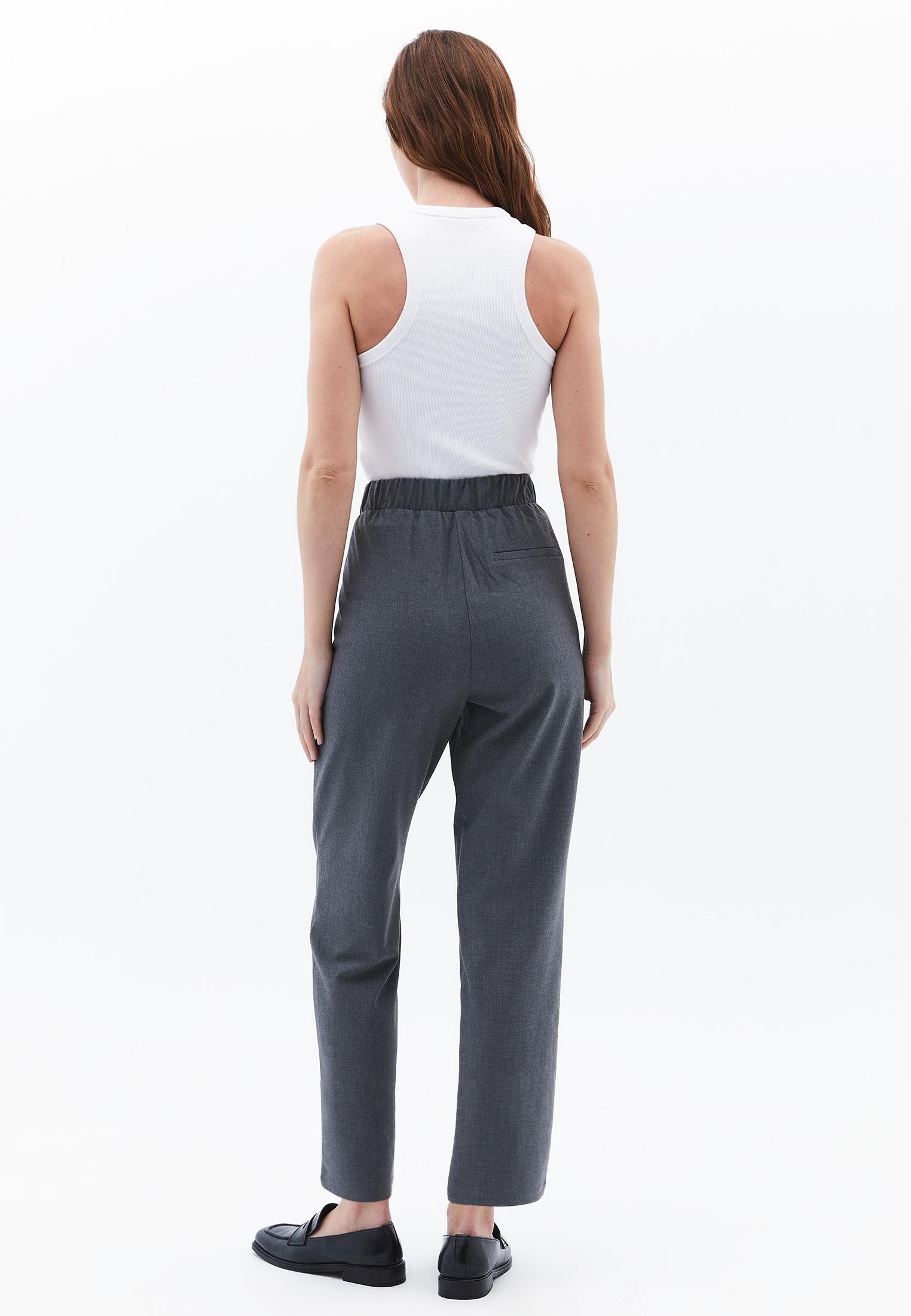 High Waist Carrot Pants With Pocket Detail - GRAY PINSTRIPE
