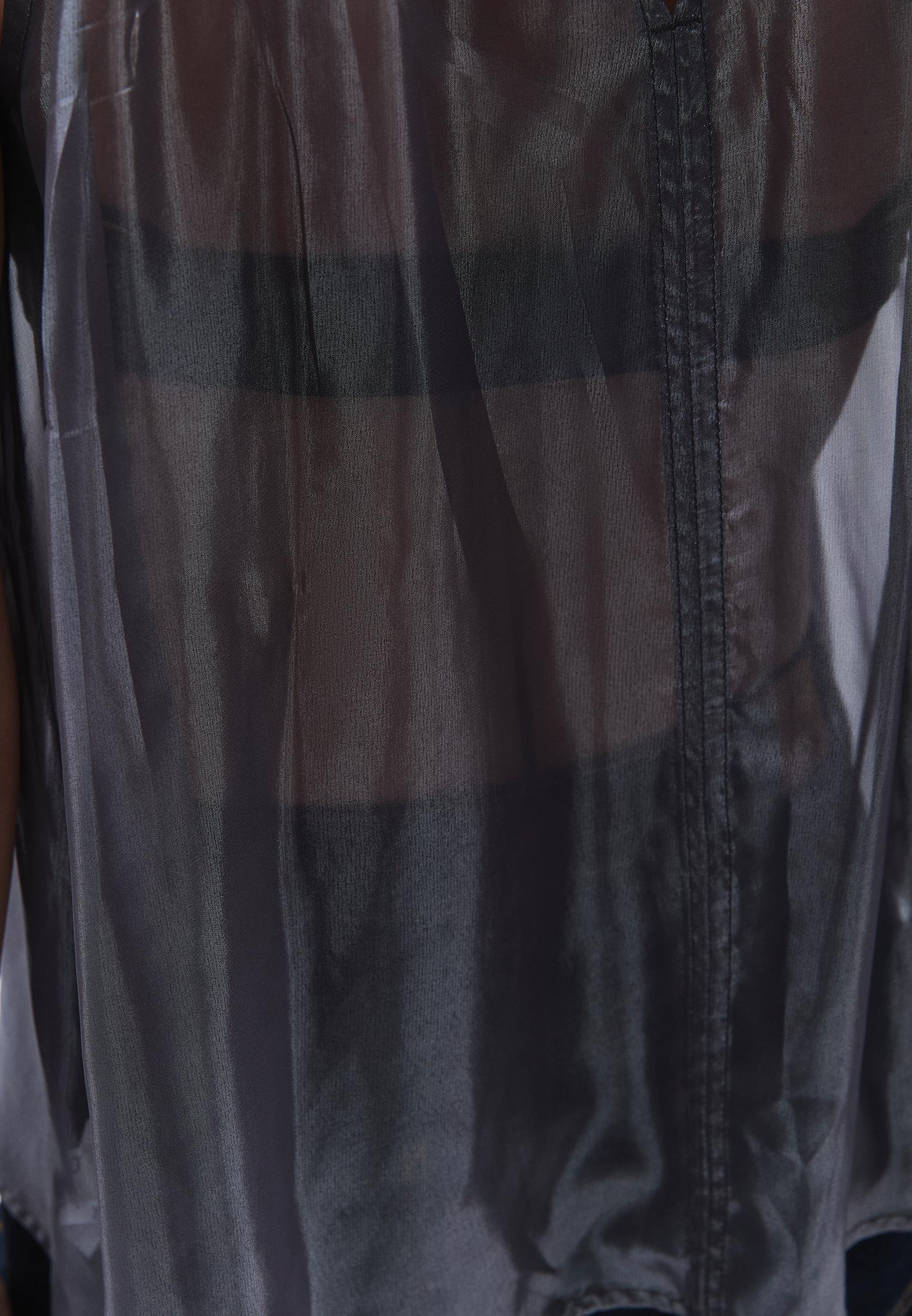 Shiny Halter Neck Blouse - GRAY PINSTRIPE