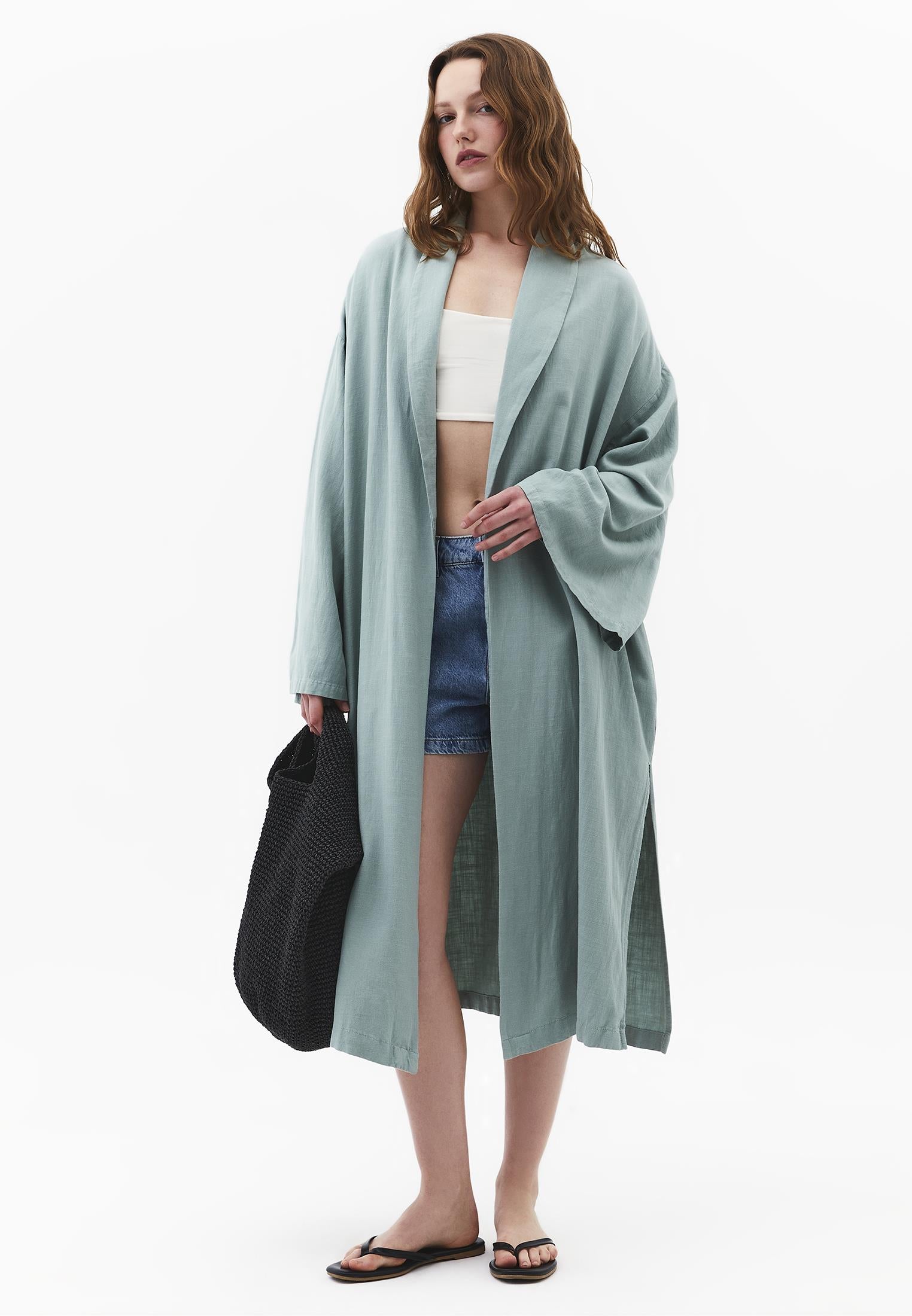 Long Oversize Kimono - GREEN MILIEU
