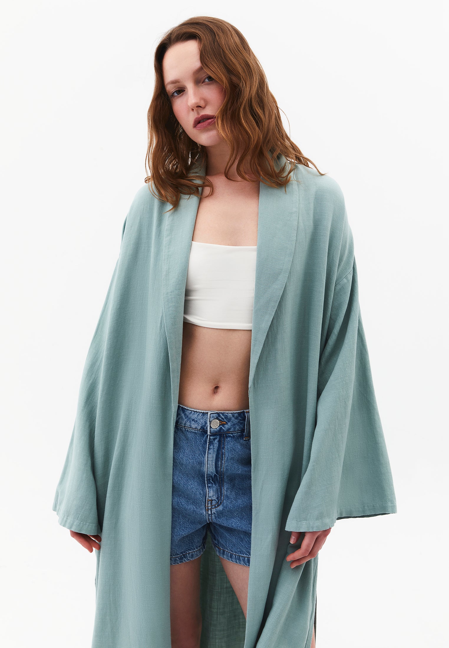 Long Oversize Kimono - GREEN MILIEU