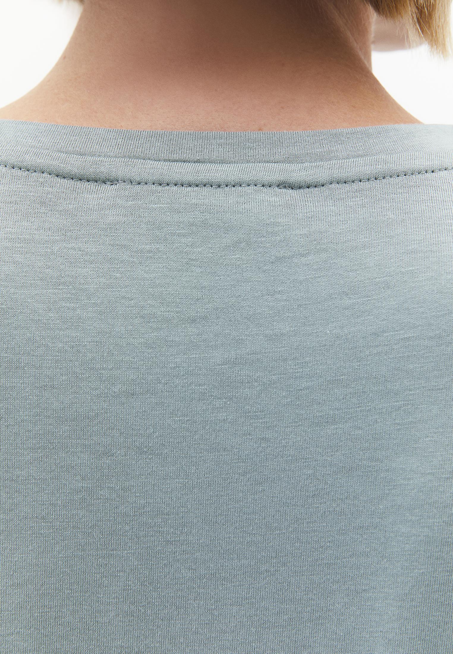 Rivet Detailed Boat Neck Short Sleeve T-Shirt - GREEN MILIEU