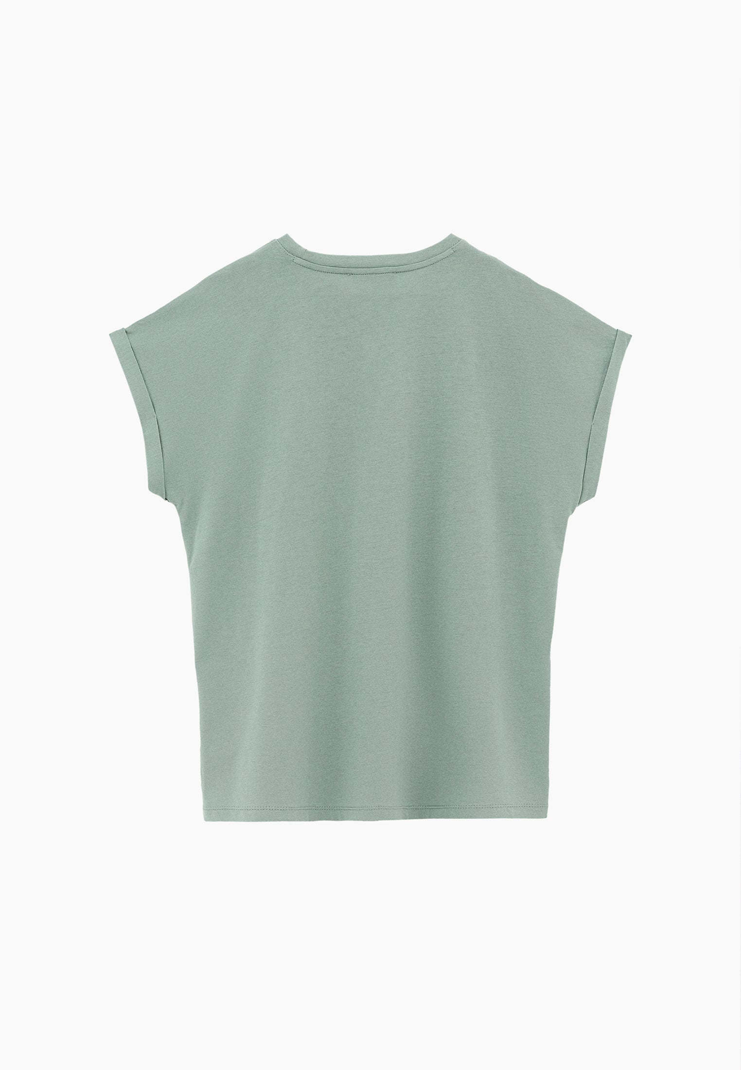Boat Neck Loose Fit Short Sleeve T-Shirt - GREEN MILIEU
