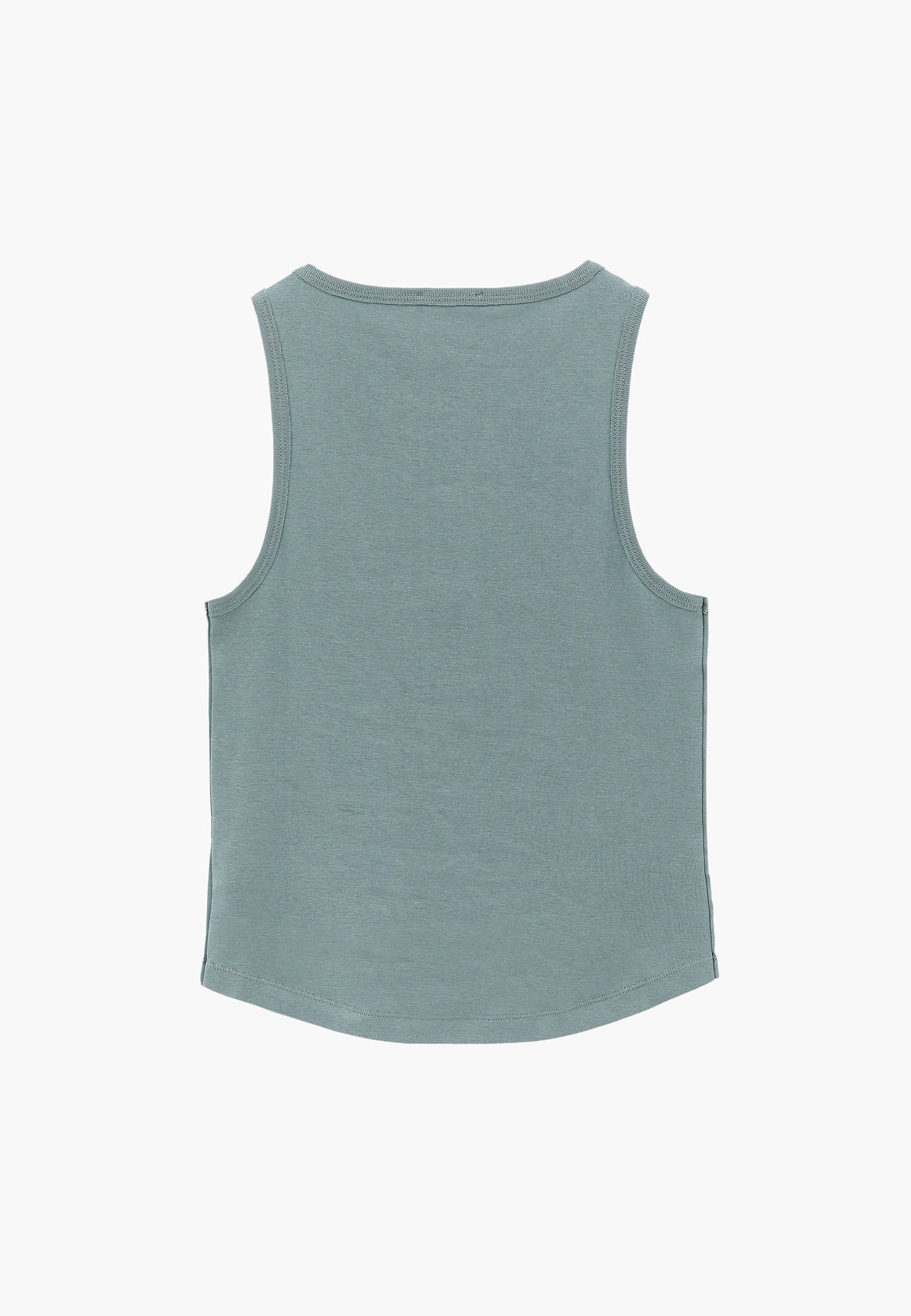 Crew Neck Button Detailed Tank Top - GREEN MILIEU