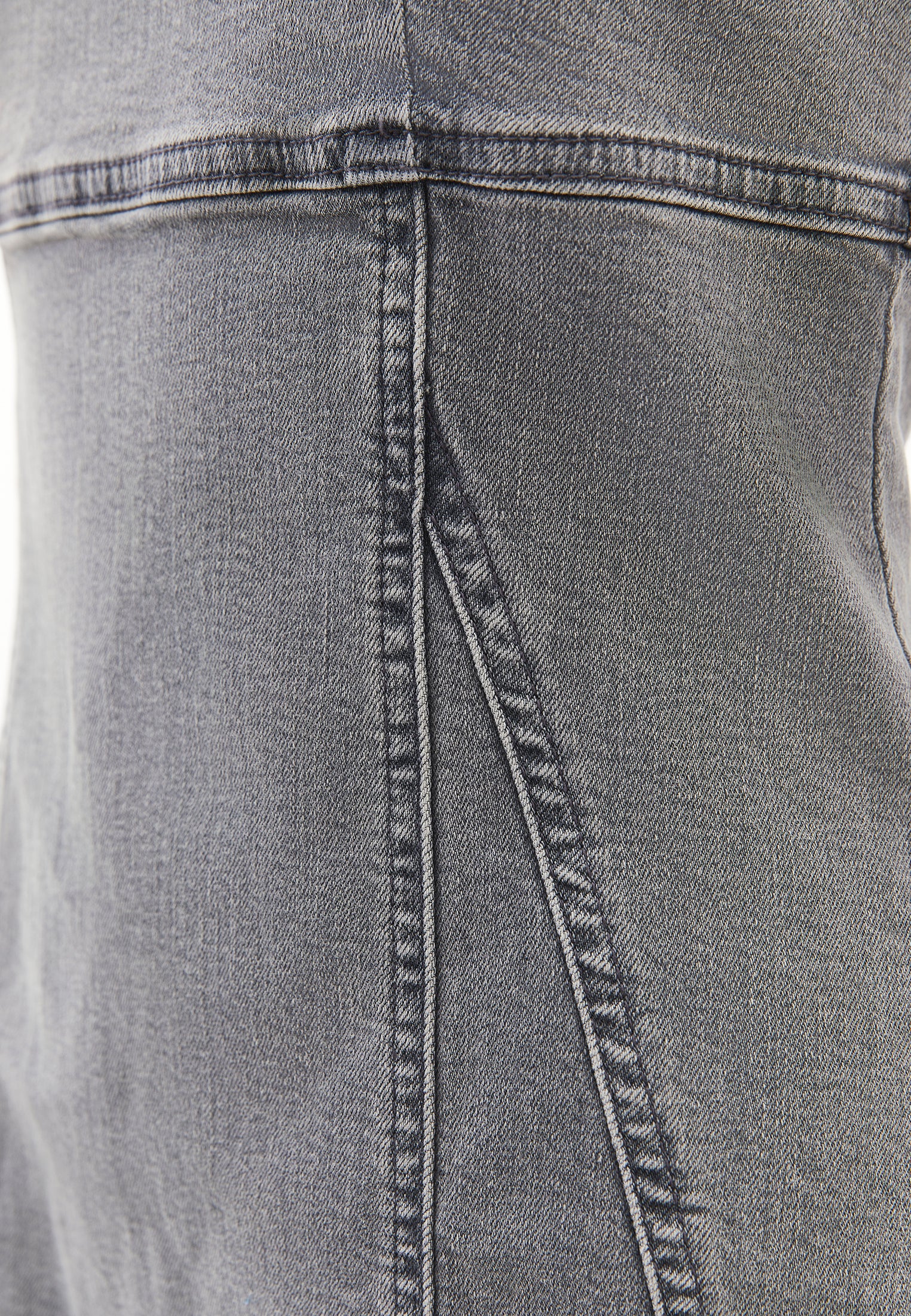 Square Neck Riveted Short Denim Dress - GREY DENIM