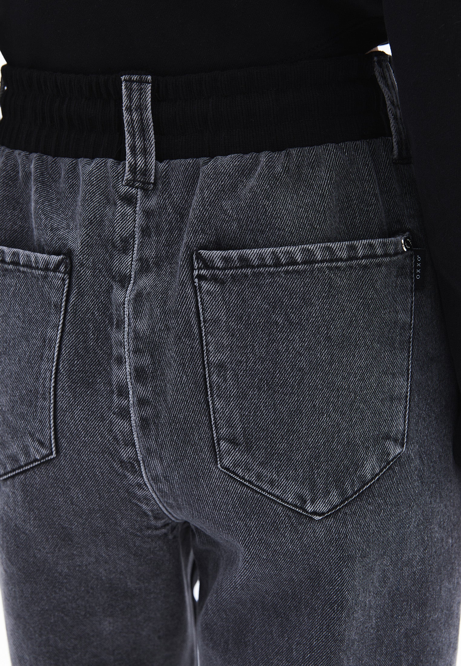 Wide Leg Ultra High Waist Pants - GREY DENIM