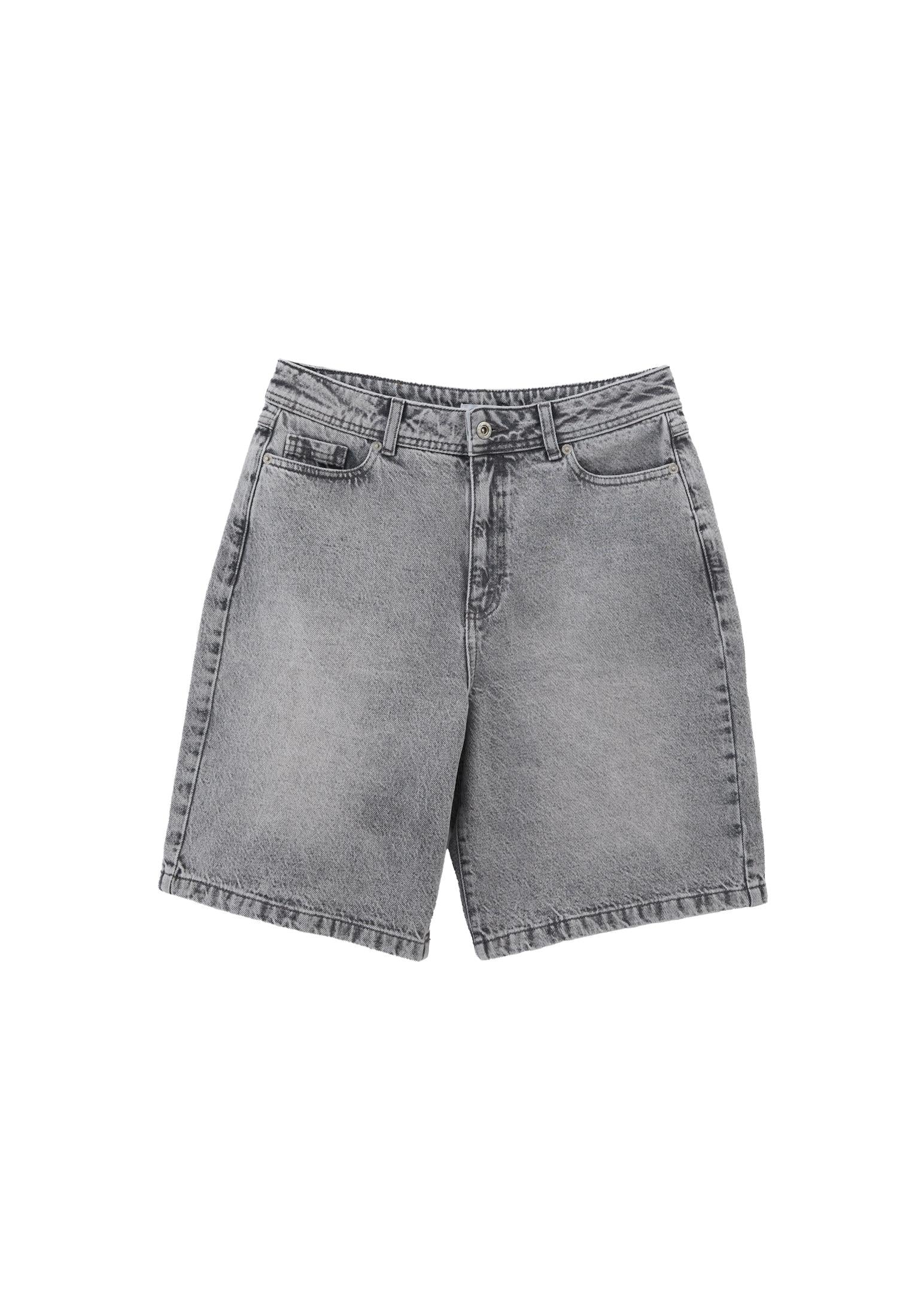 Cotton Denim Shorts - GREY DENIM