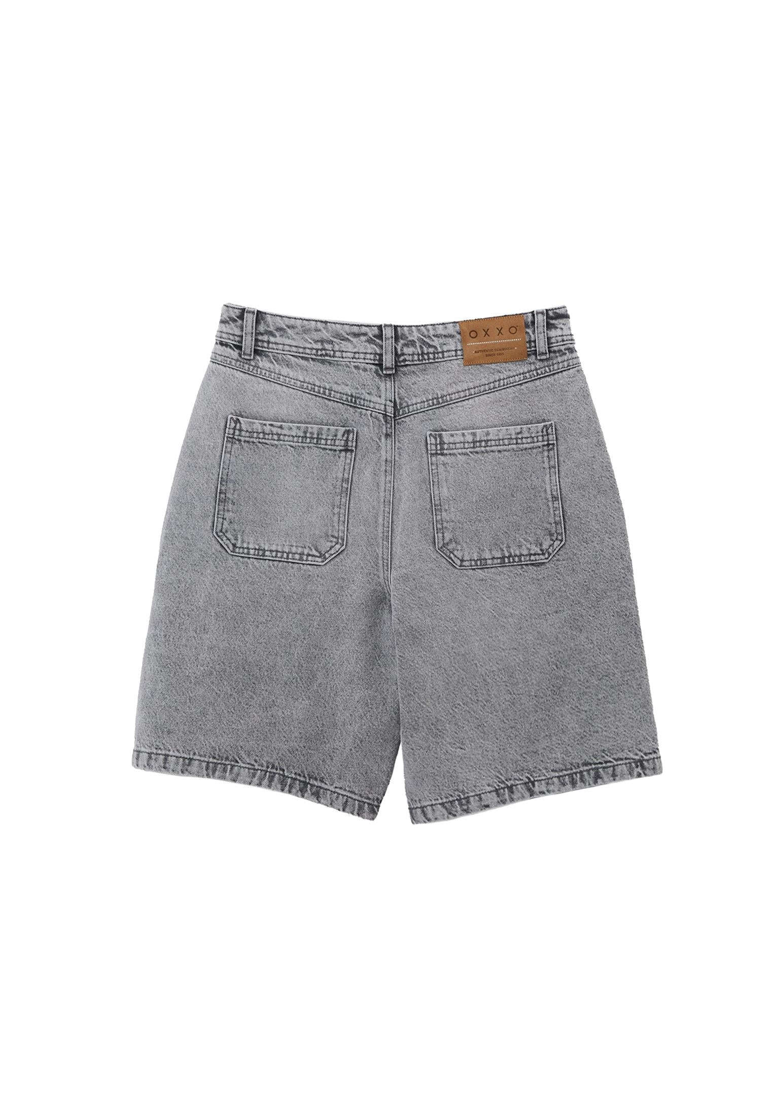 Cotton Denim Shorts - GREY DENIM