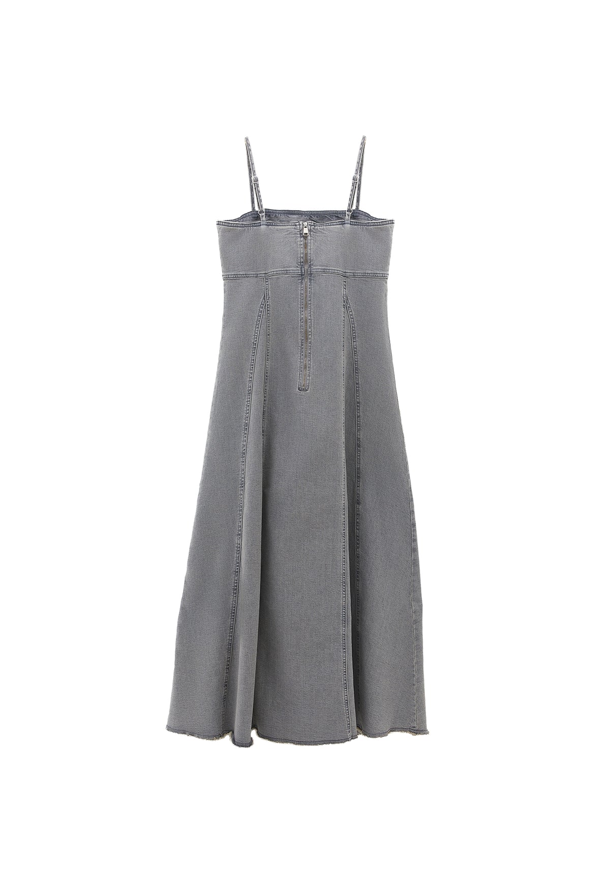Square Neck Sleeveless Long Dress - GREY DENIM