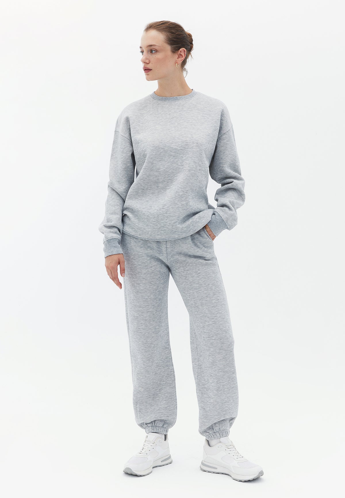 Jogger High Waist Sweatpants - GREY MELANGE