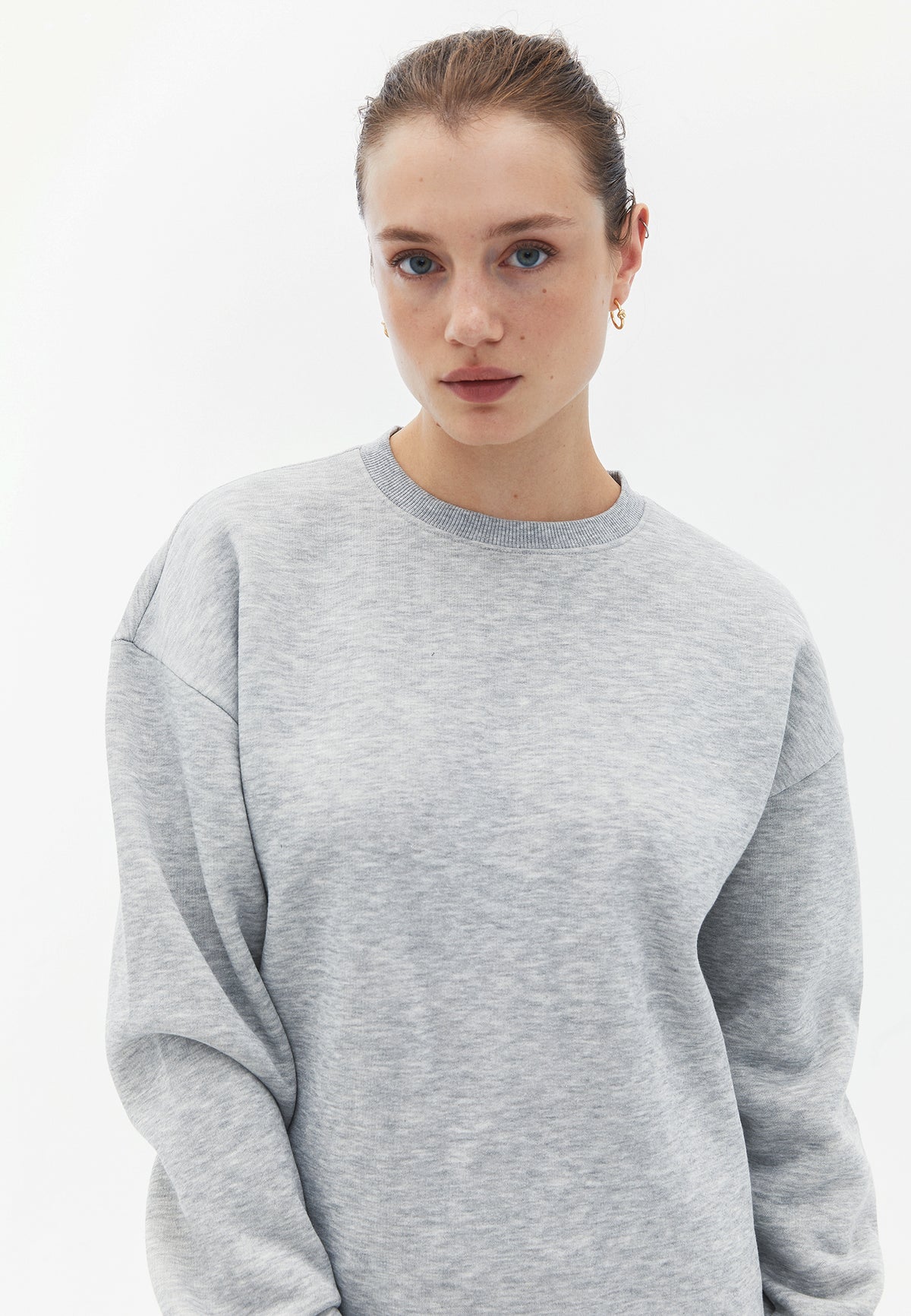 Crew Neck Sweatshirt - GREY MELANGE