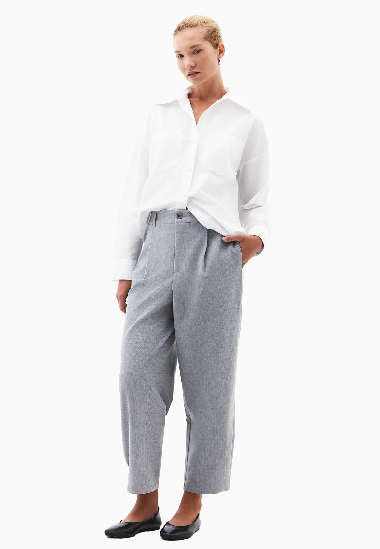 Balloon Form Long Carrot Pants - GREY MELANGE