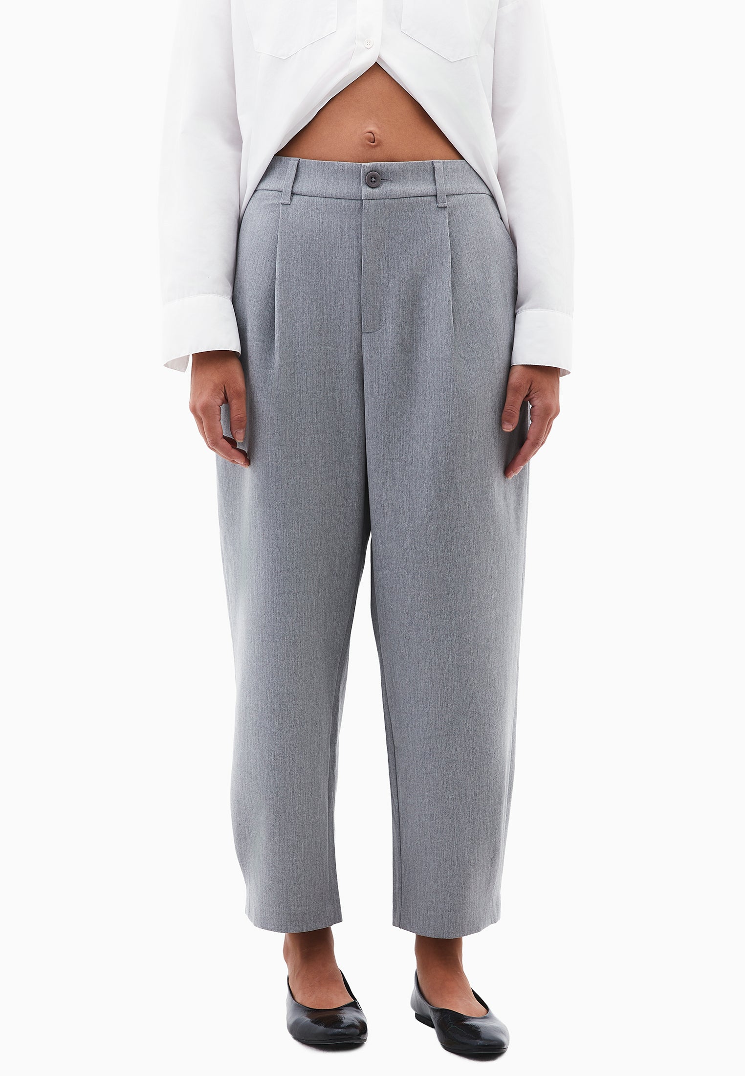 Balloon Form Long Carrot Pants - GREY MELANGE