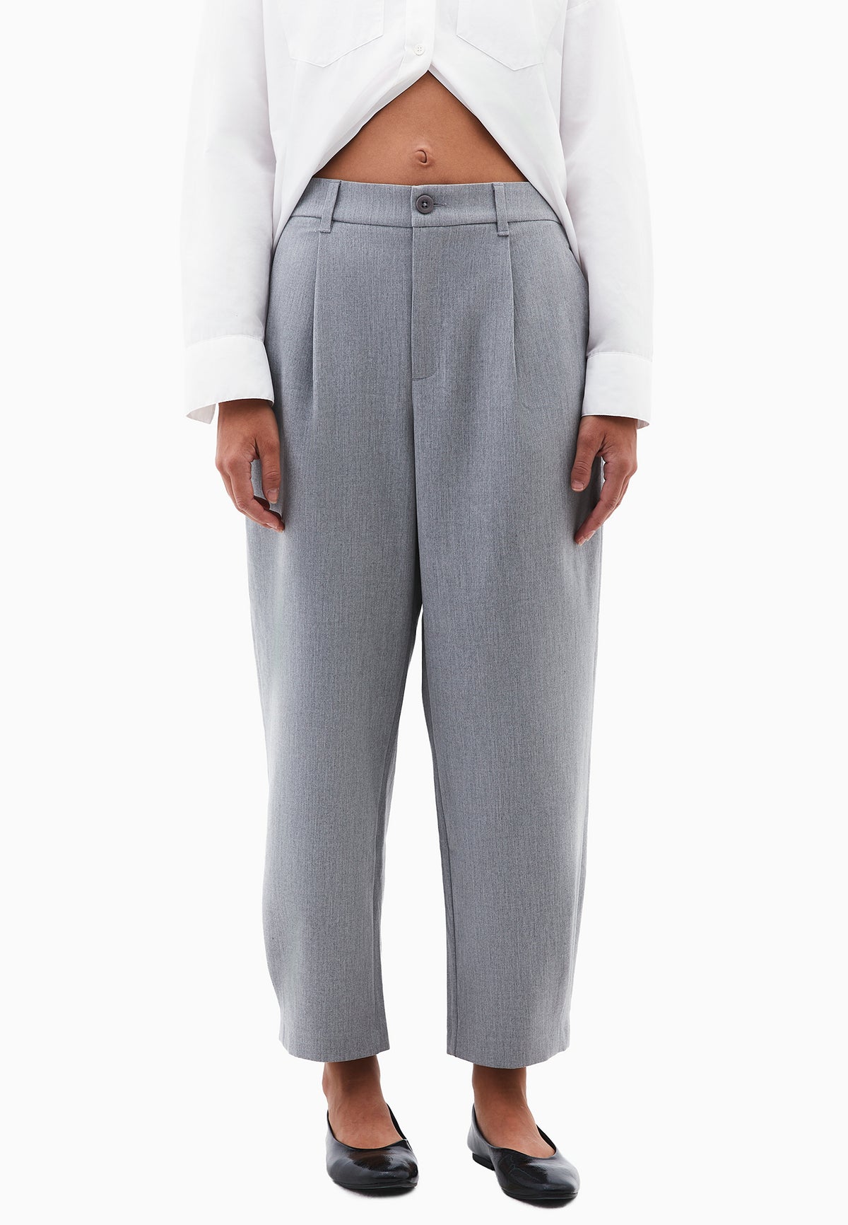 Balloon Form Long Carrot Pants - GREY MELANGE