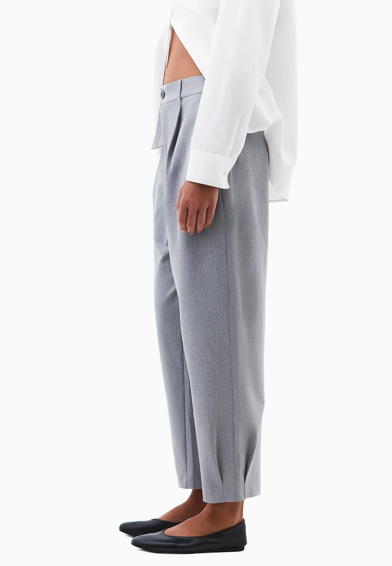Balloon Form Long Carrot Pants - GREY MELANGE