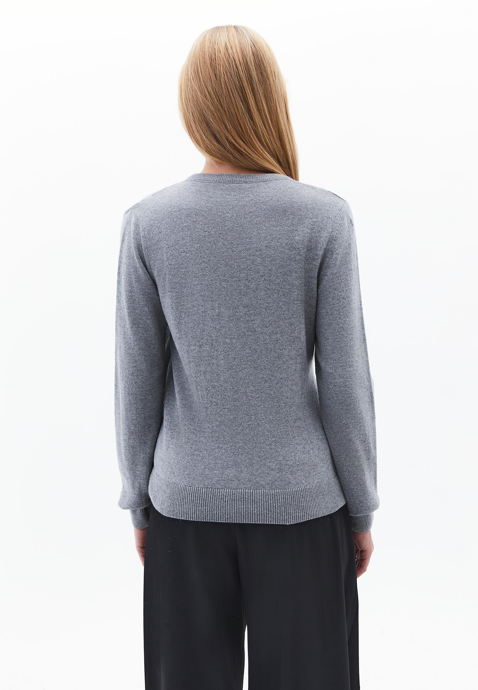 Crew Neck Long Sleeve Sweater - GREY MELANGE