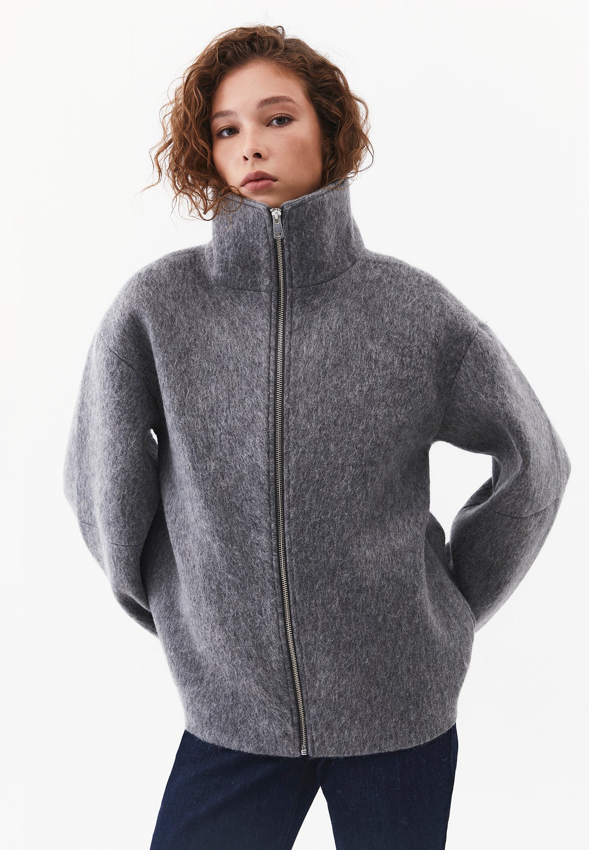 Standard Length Pleated Coat - GREY MELANGE