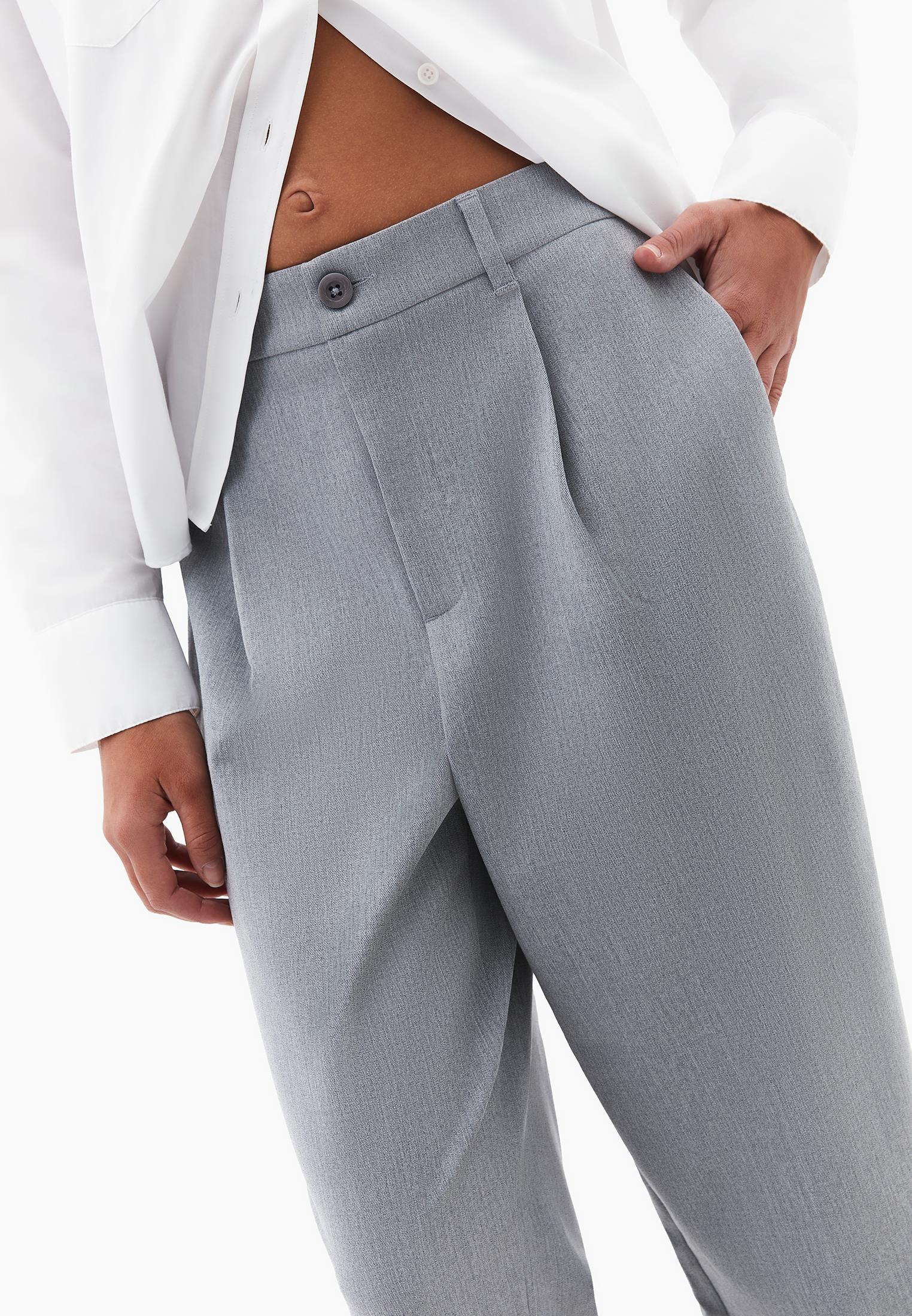 Balloon Form Long Carrot Pants - GREY MELANGE