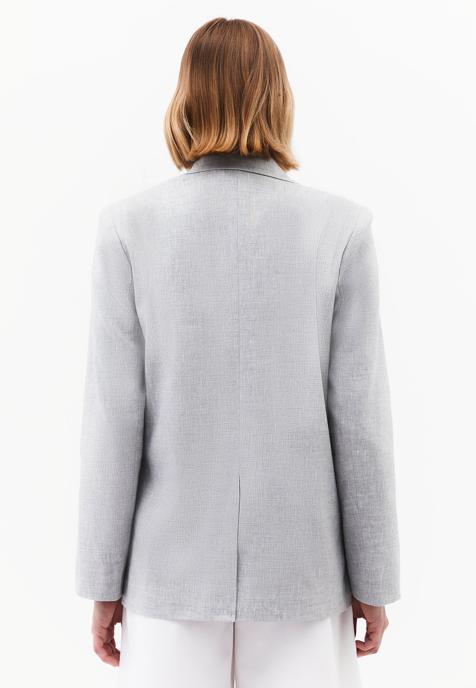 Oversize Blazer With Pocket Detail - GREY MELANGE