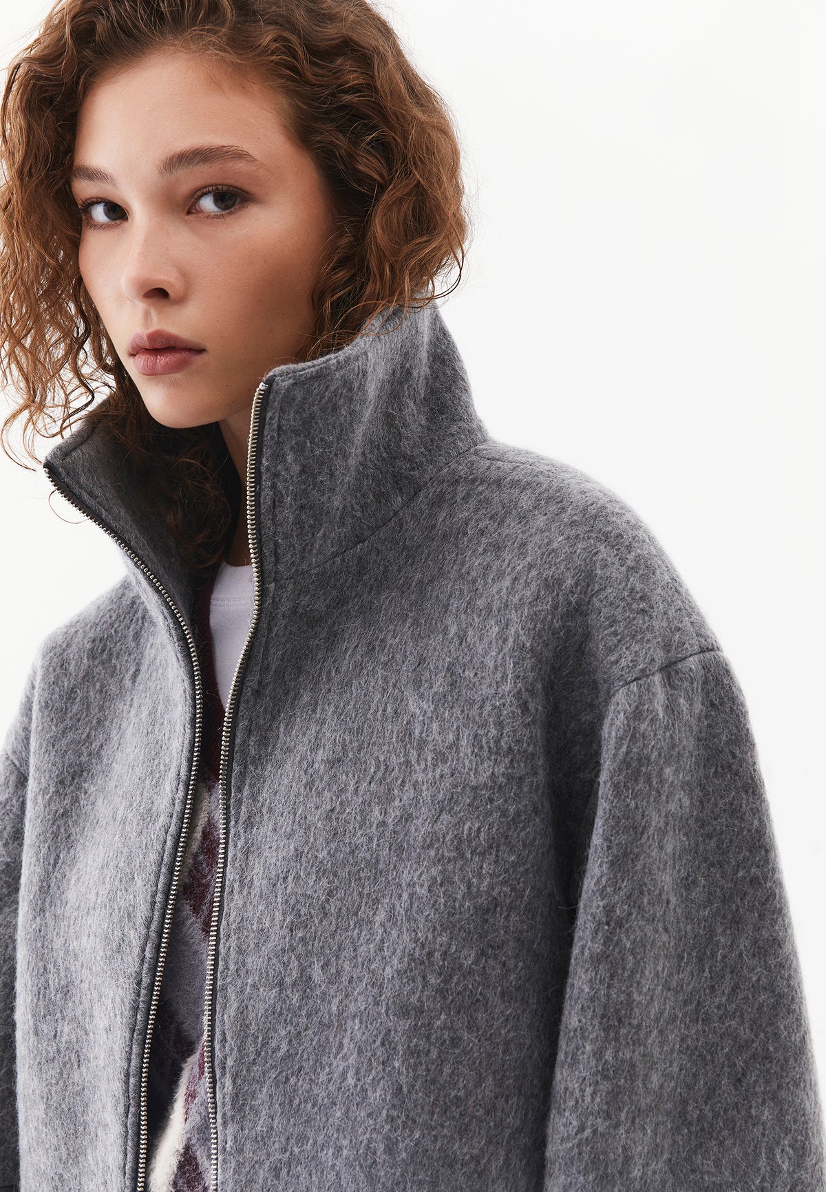 Standard Length Pleated Coat - GREY MELANGE