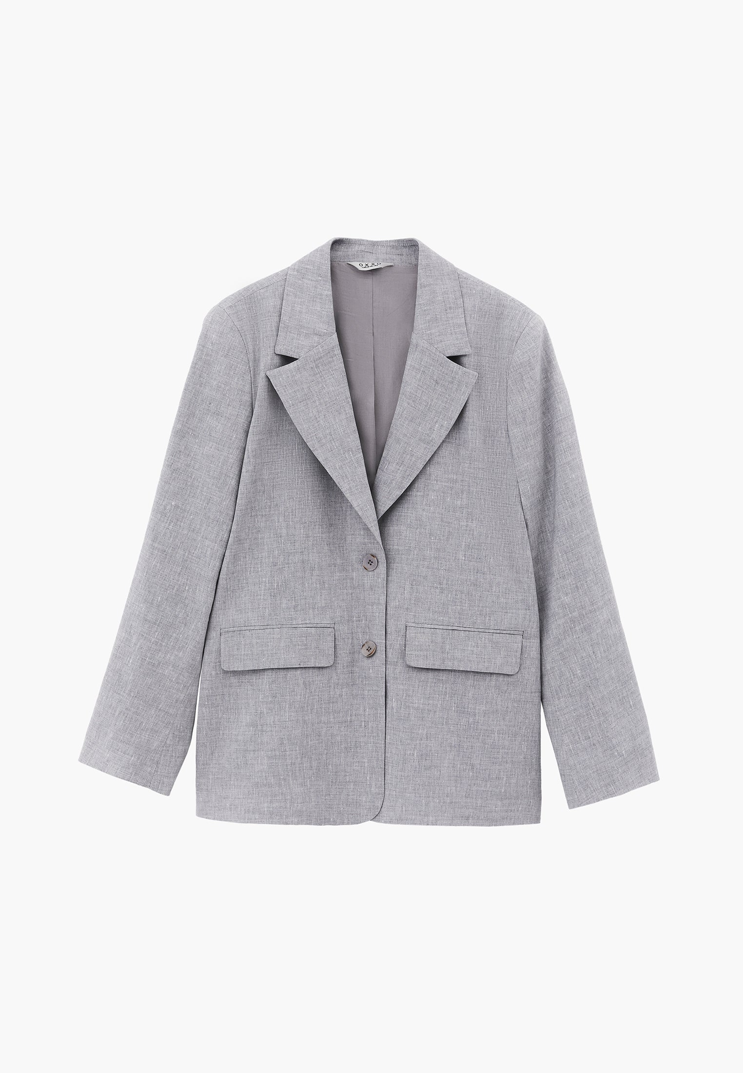Oversize Blazer With Pocket Detail - GREY MELANGE