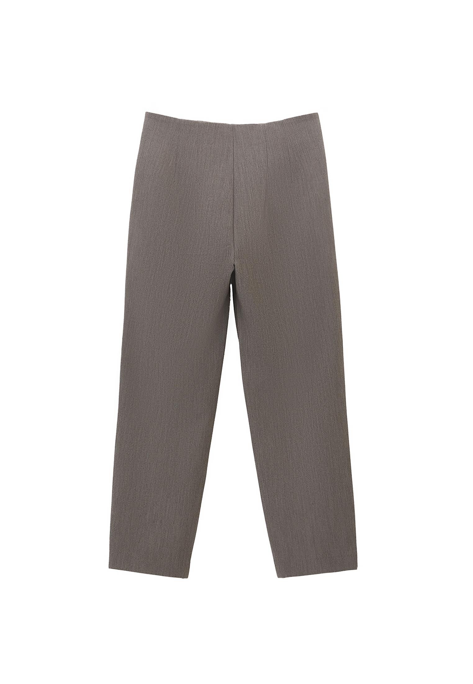 Carrot Cut High Waist Pants - GREY MELANGE