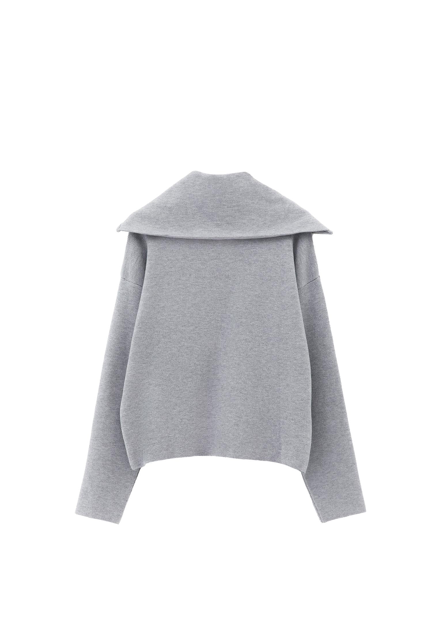Polo Neck Viscose Sweater - GREY MELANGE