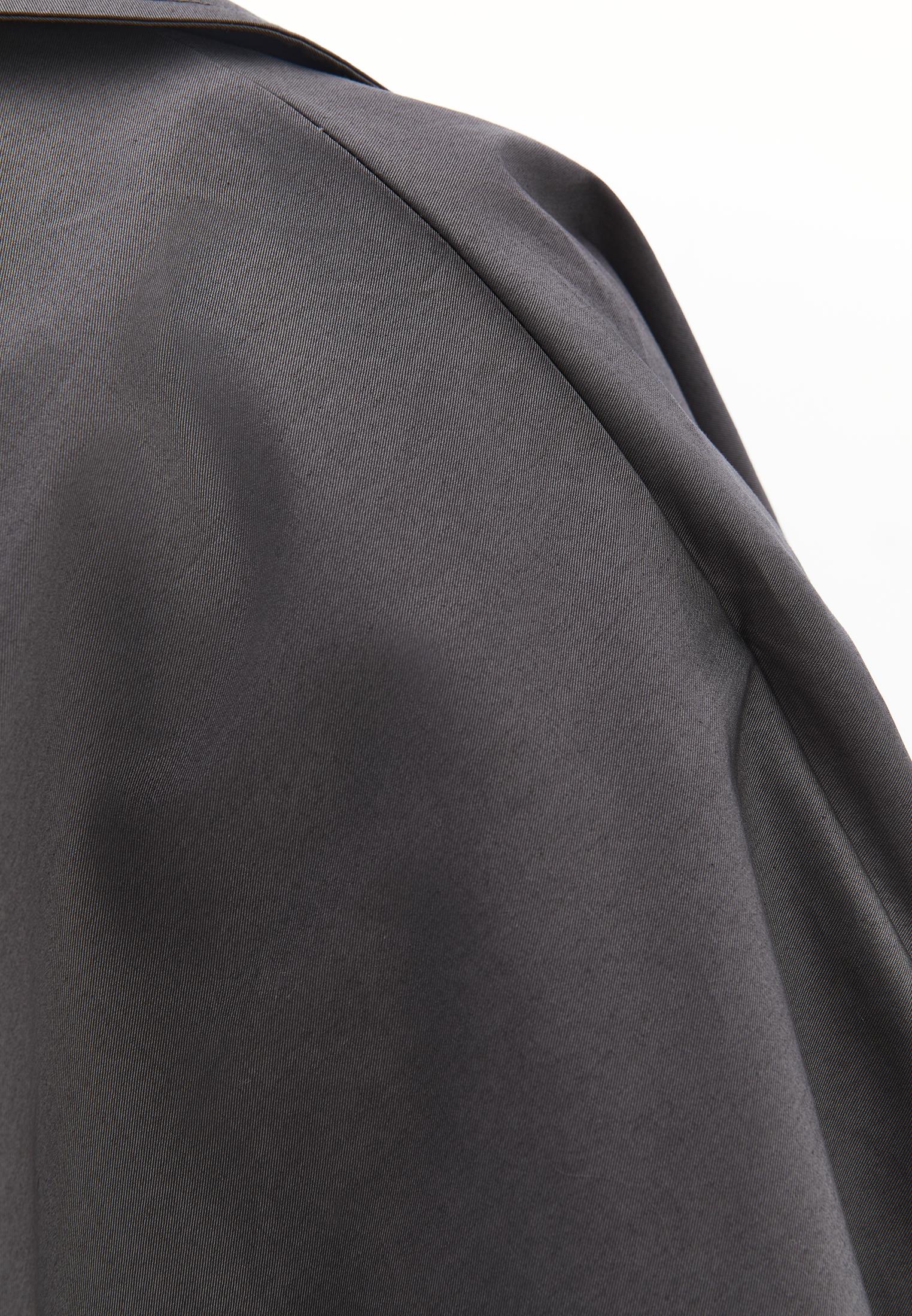 Trench Coat With Belt And Slit Details - GUN METAL