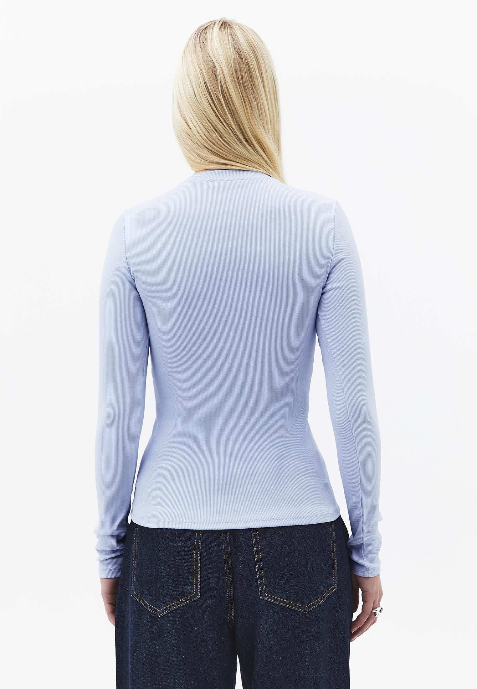 Crew Neck Long Sleeve T-Shirt - HALOGEN BLUE