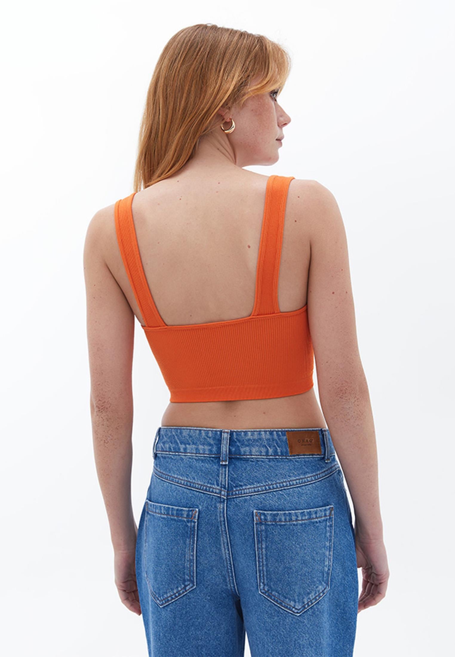 Jacquard V Neck Tank Top - HARVEST PUMPKIN