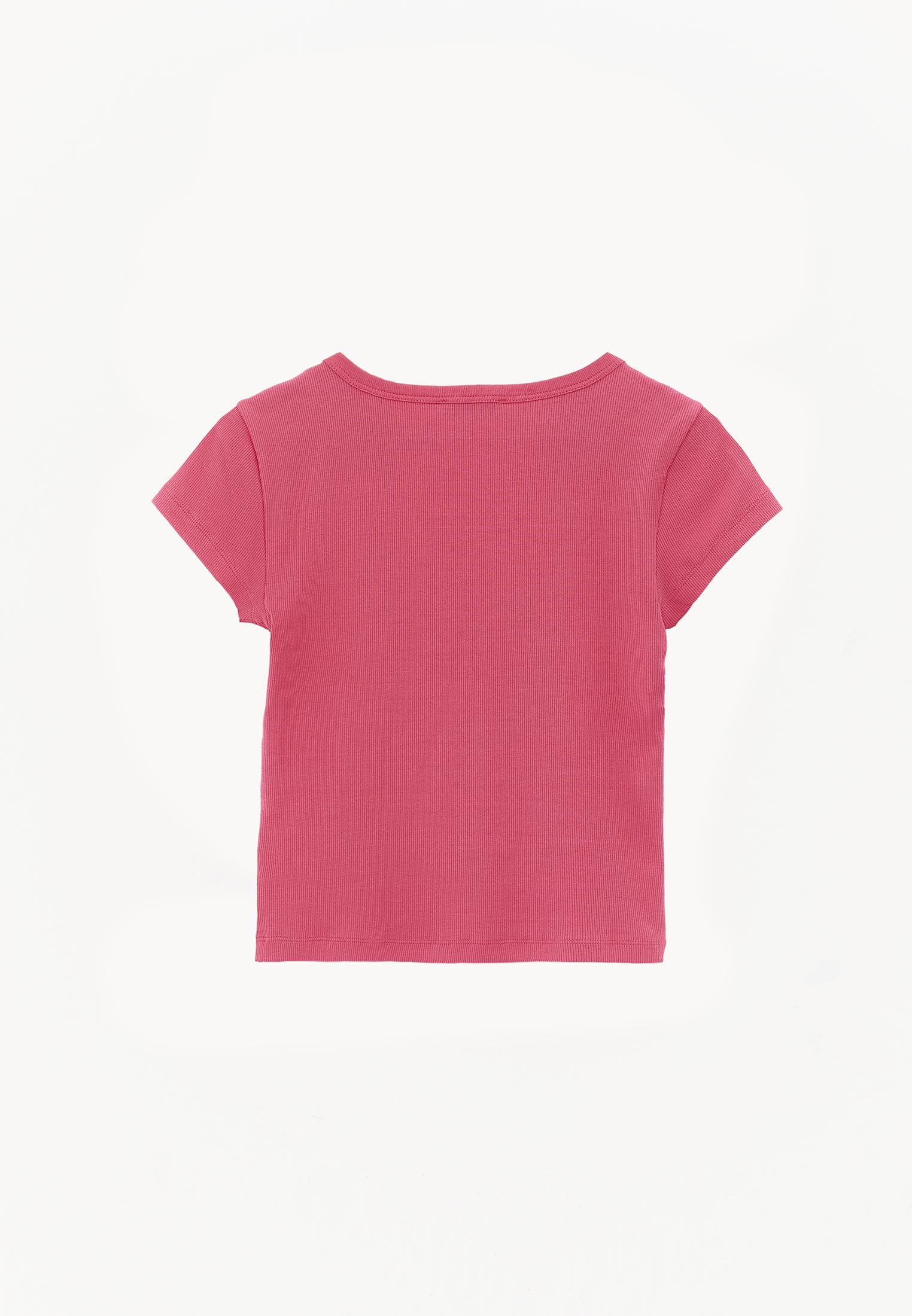 U Neck Bodycon T-Shirt - HONEYSUCKLE
