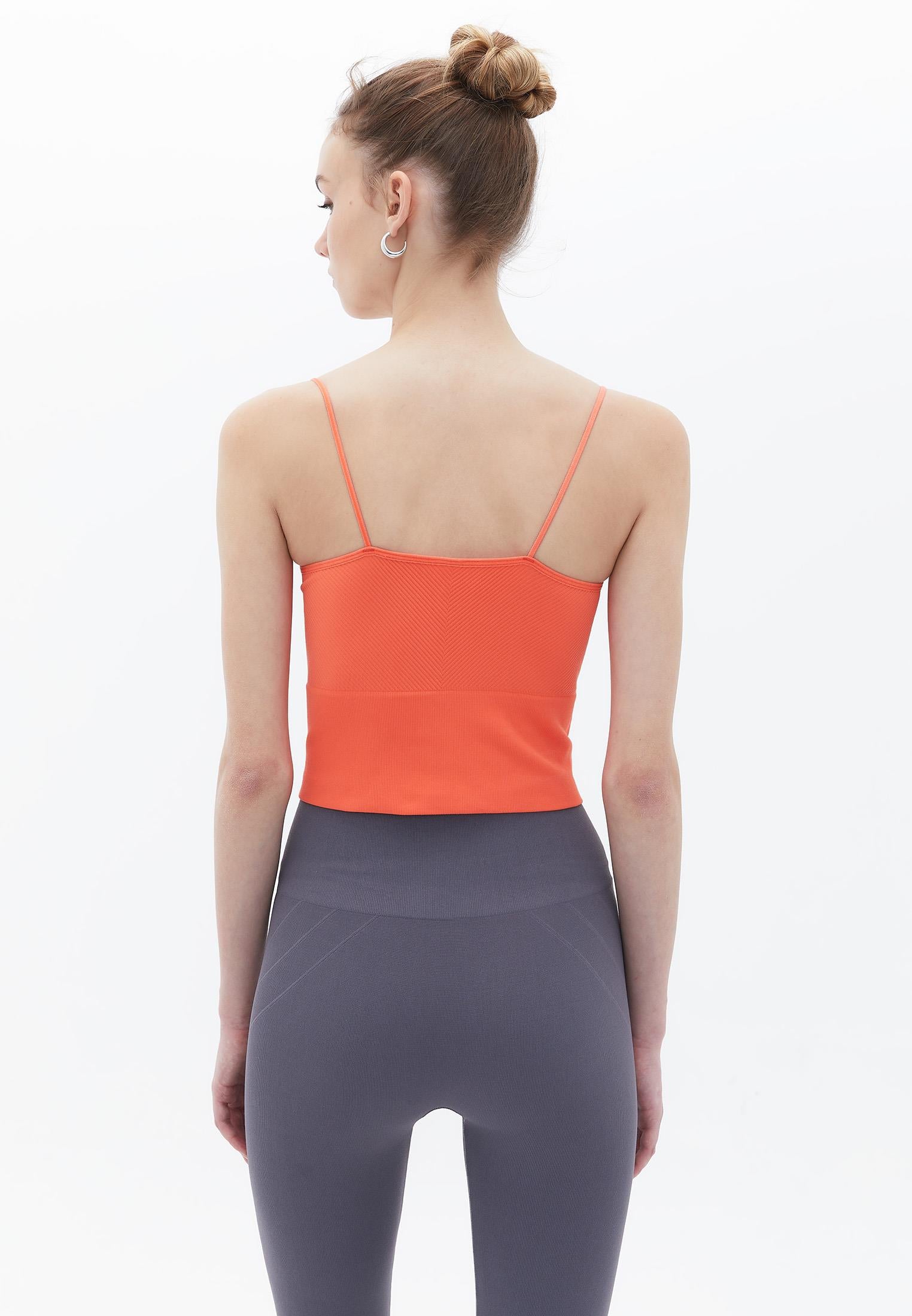 Jacquard Patterned V Neck Tank Top - HOT CORAL
