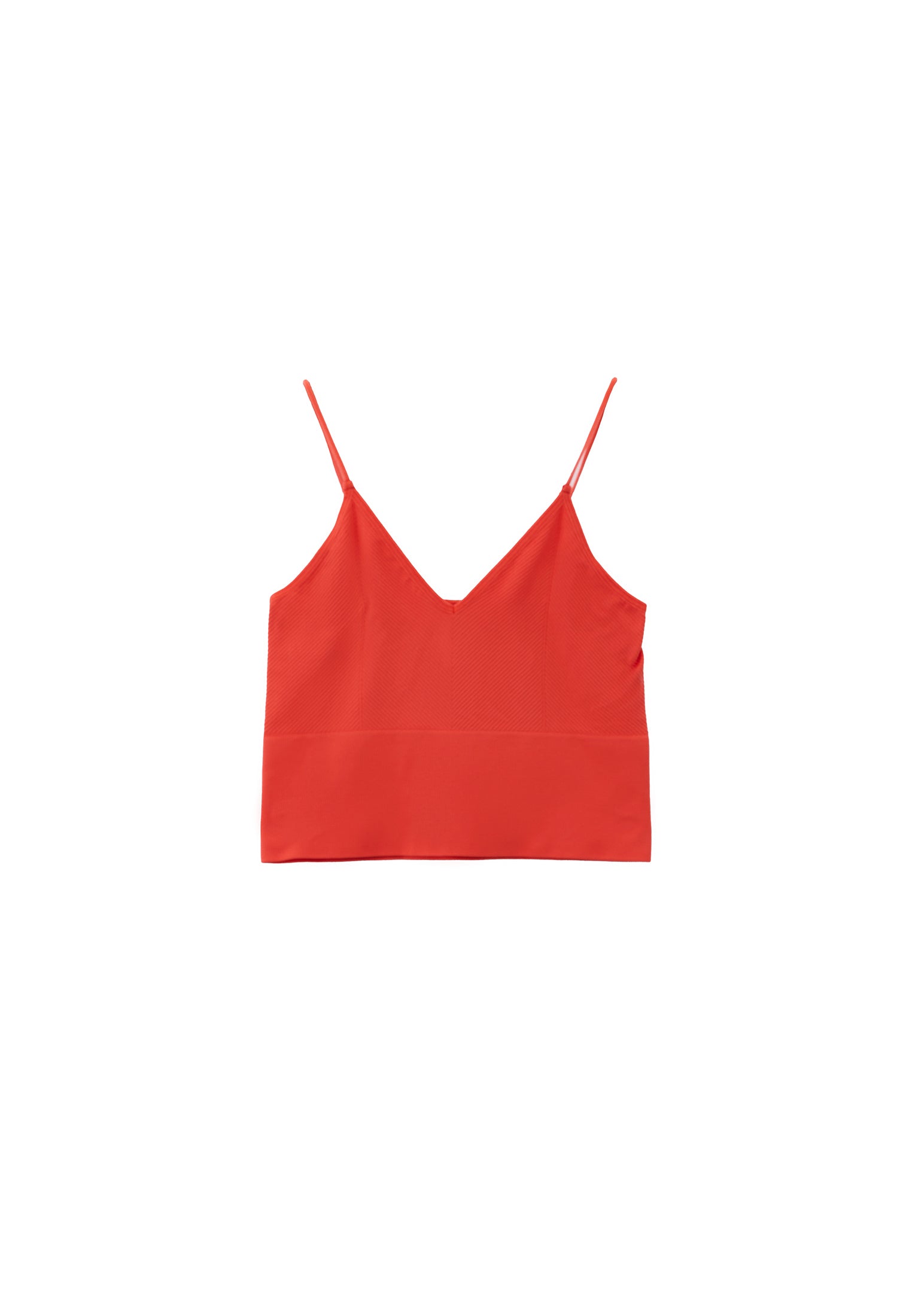 Jacquard Patterned V Neck Tank Top - HOT CORAL