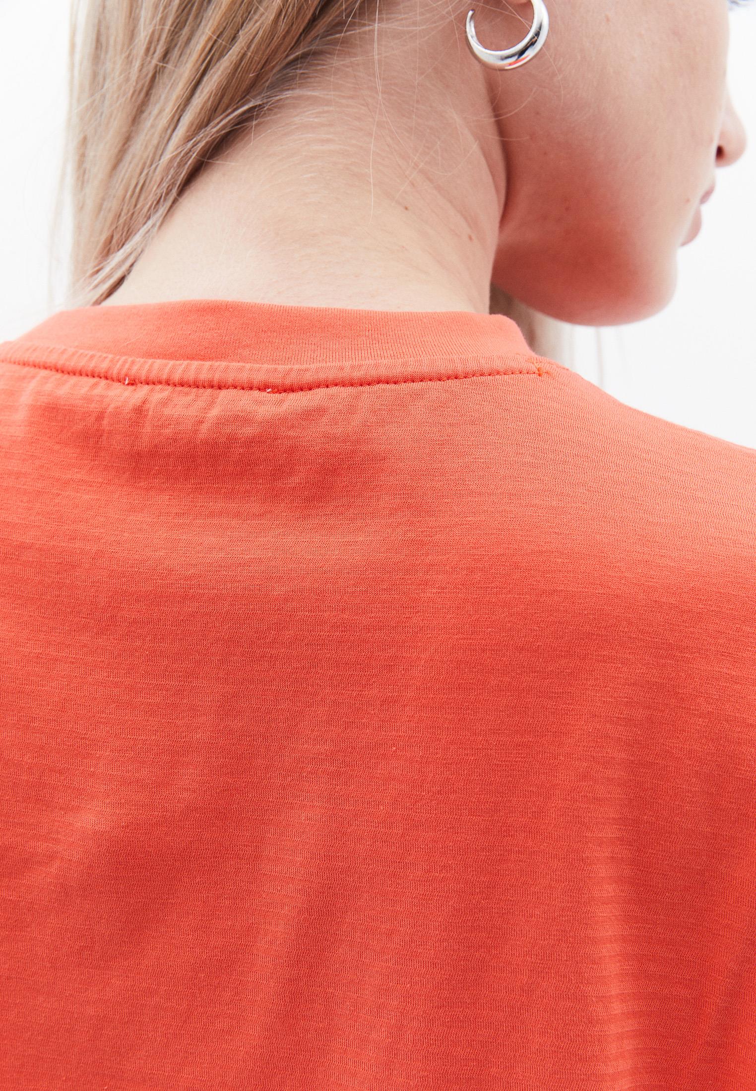 Cropped T-Shirt With Pocket Detail - HOT CORAL