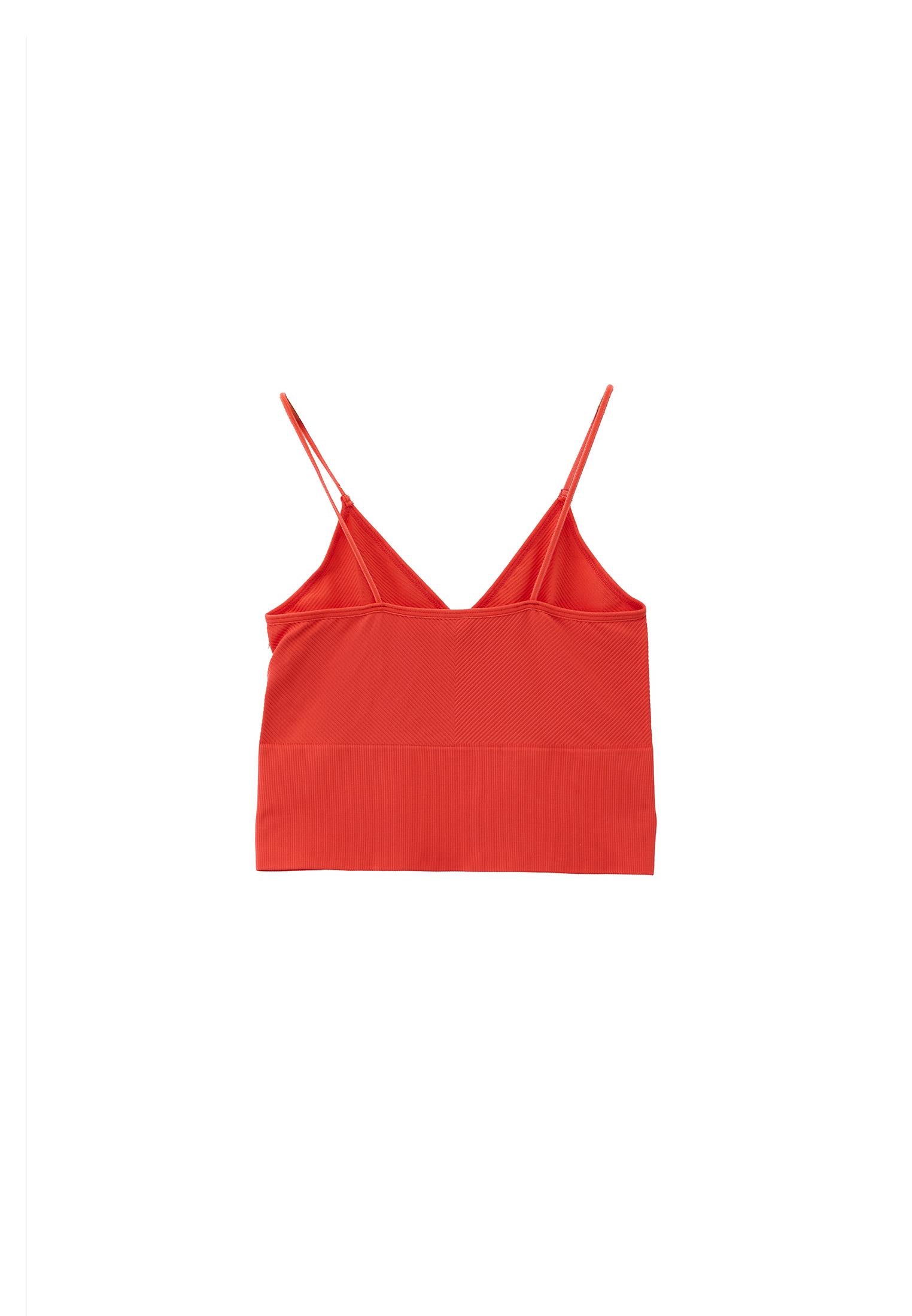 Jacquard Patterned V Neck Tank Top - HOT CORAL