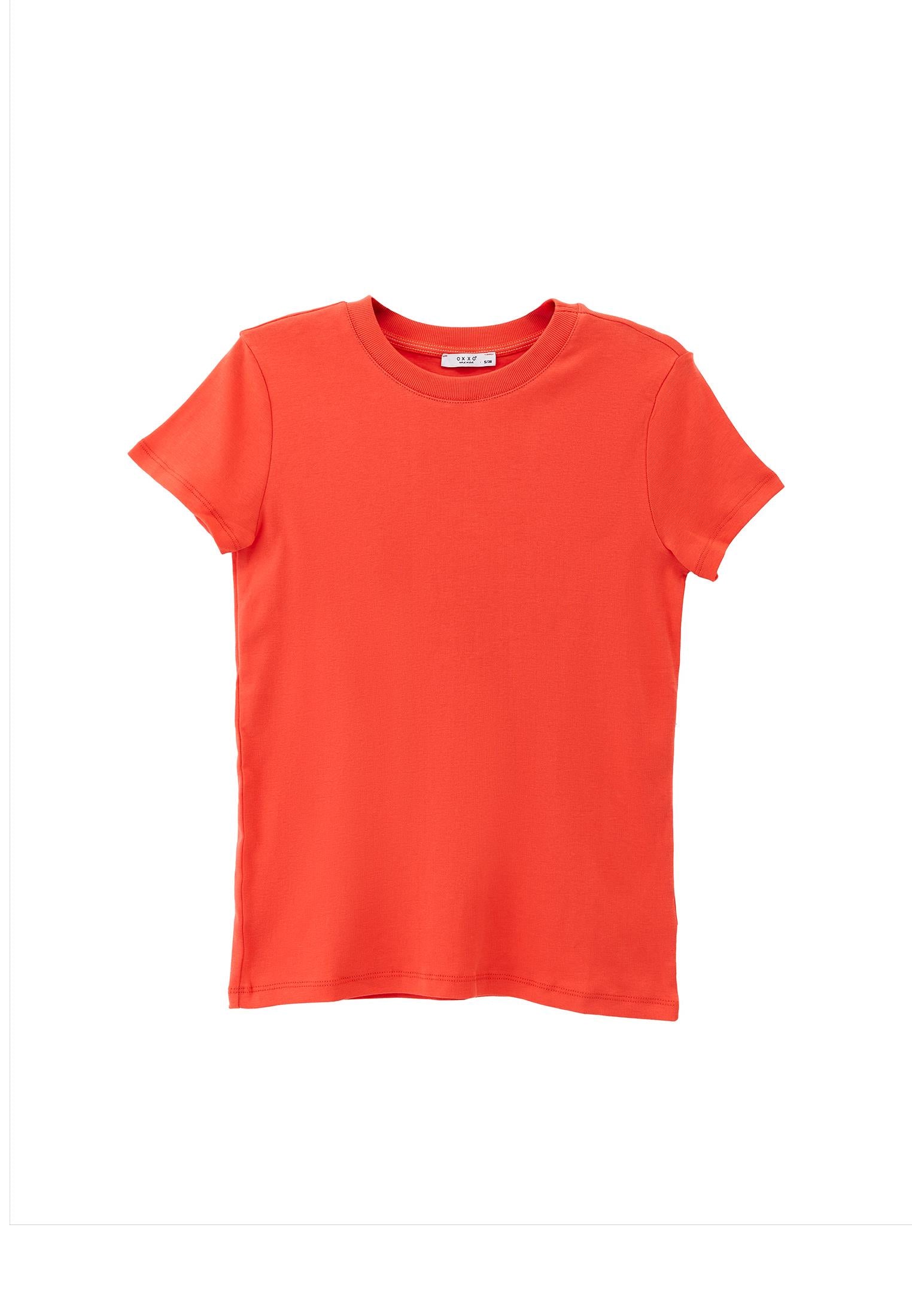 Crew Neck Loose Fit T-Shirt - HOT CORAL