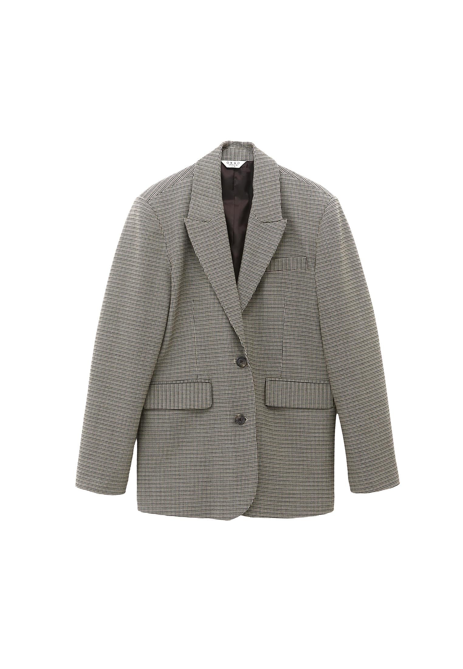 Pocket Detailed Boyfriend Blazer Jacket - HOUNDSTOOTH COMB