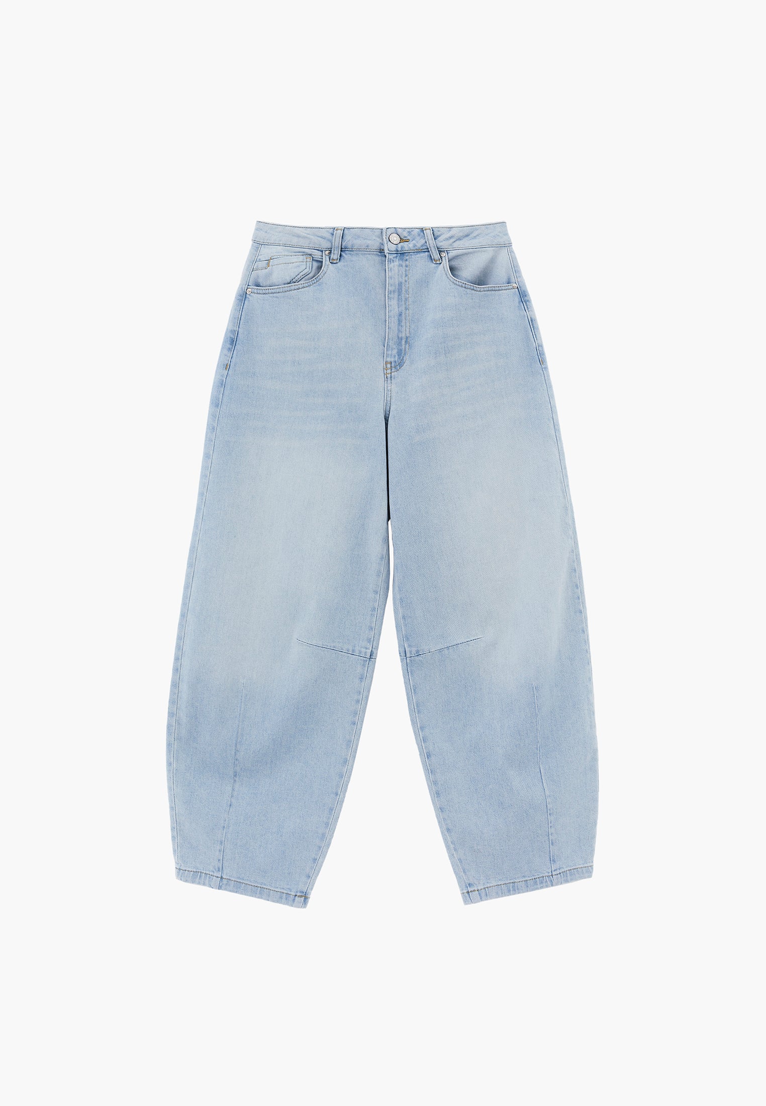 Barrel Cut Pants With Slit Detail - ICE BLUE DENIM