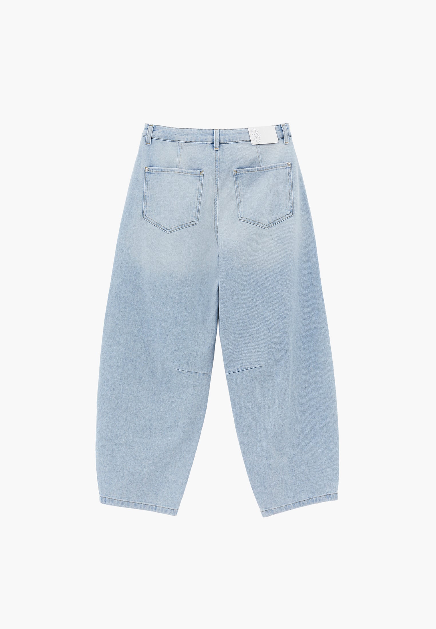 Barrel Cut Pants With Slit Detail - ICE BLUE DENIM