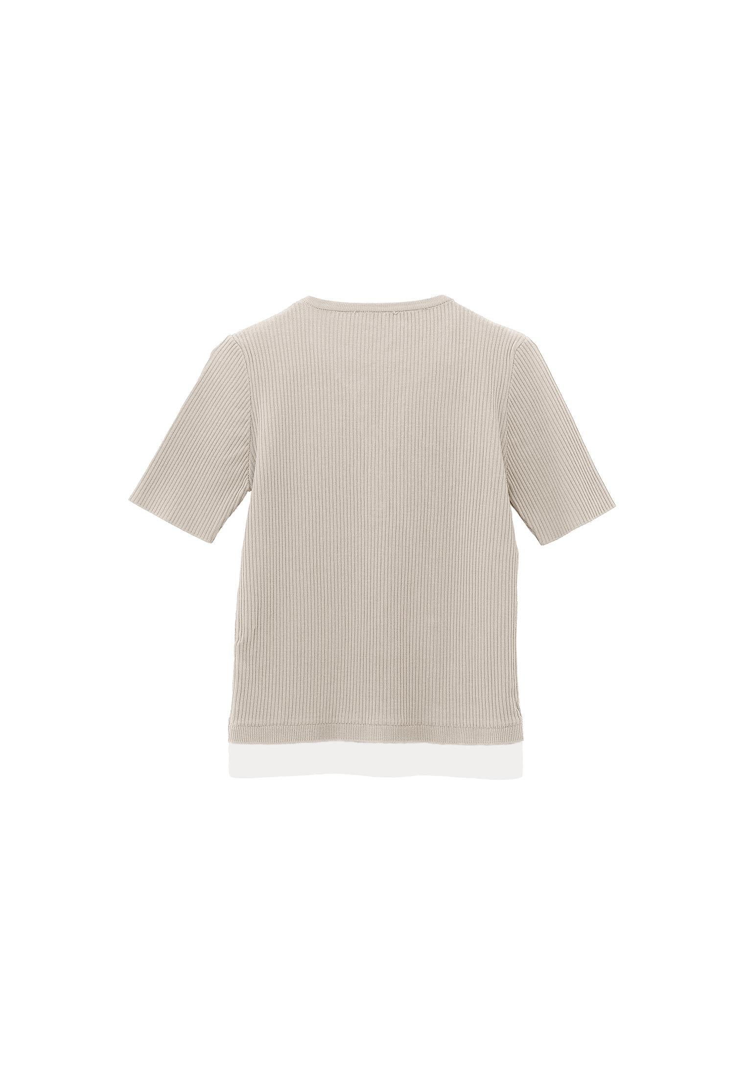 Comfortable Crew Neck T-Shirt - FEATHER GRAY / ICE MILK