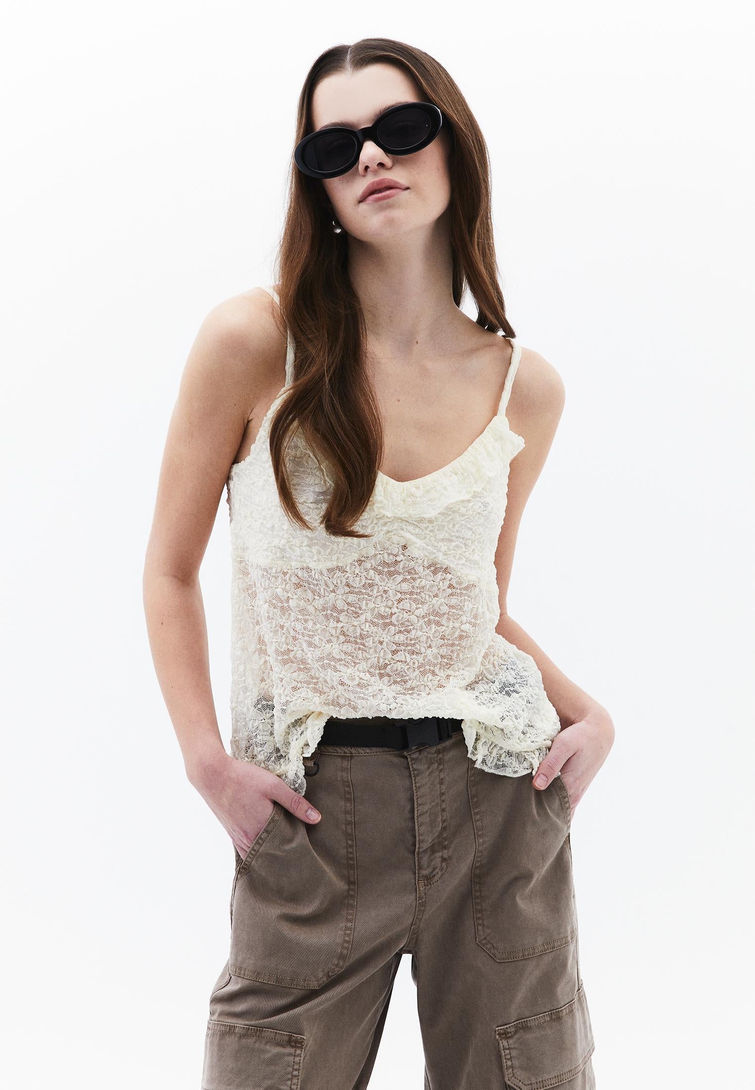 V-Neck Blouse - ICE MILK