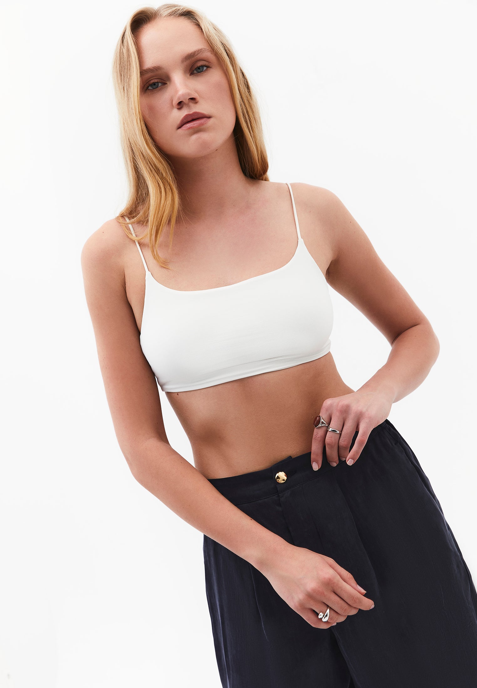 Square Neck Sleeveless Strap Bustier - ICE MILK