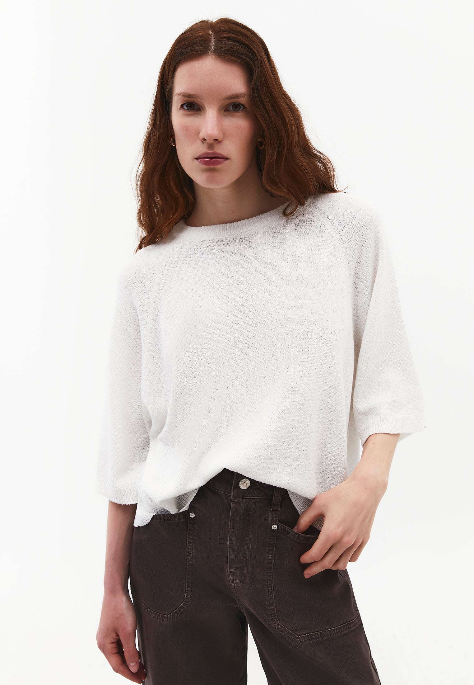Crew Neck Raglan Sleeve Sweater - ICE MILK