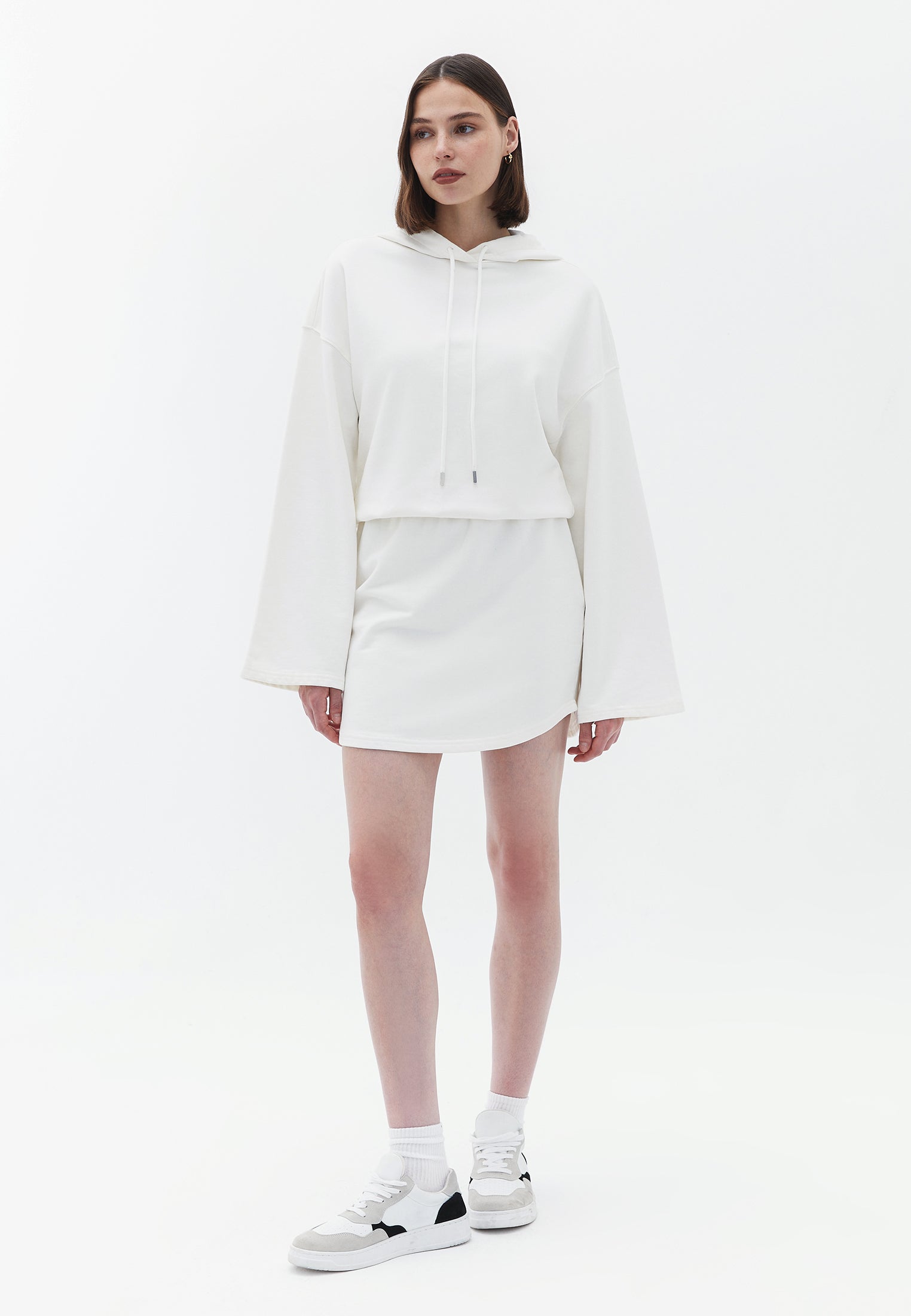 Short Hoodie Long Sleeve Dress - ICE MILK