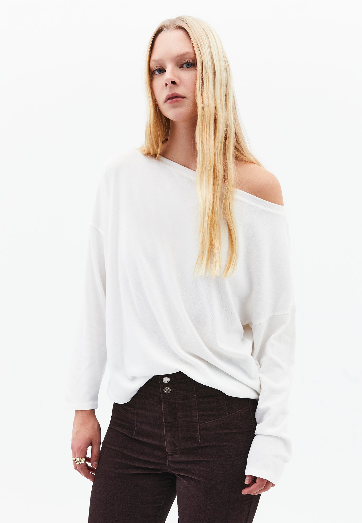 Boat Neck Knit Sweater - ICE MILK